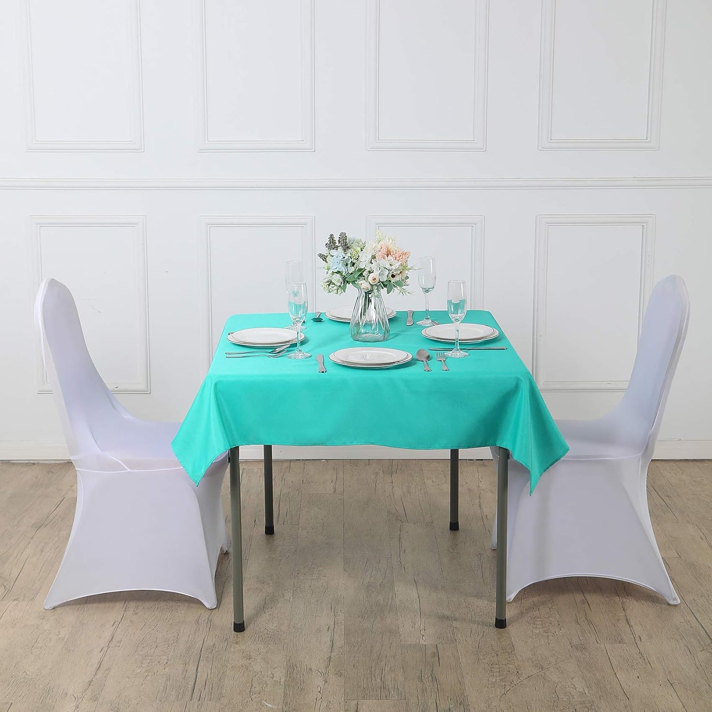 Cupuamon Square Tablecloth 90x90 inch Washable Polyester Fabric Table Cloth for Wedding Party Dining Banquet Decoration(90x90,Turquoise)