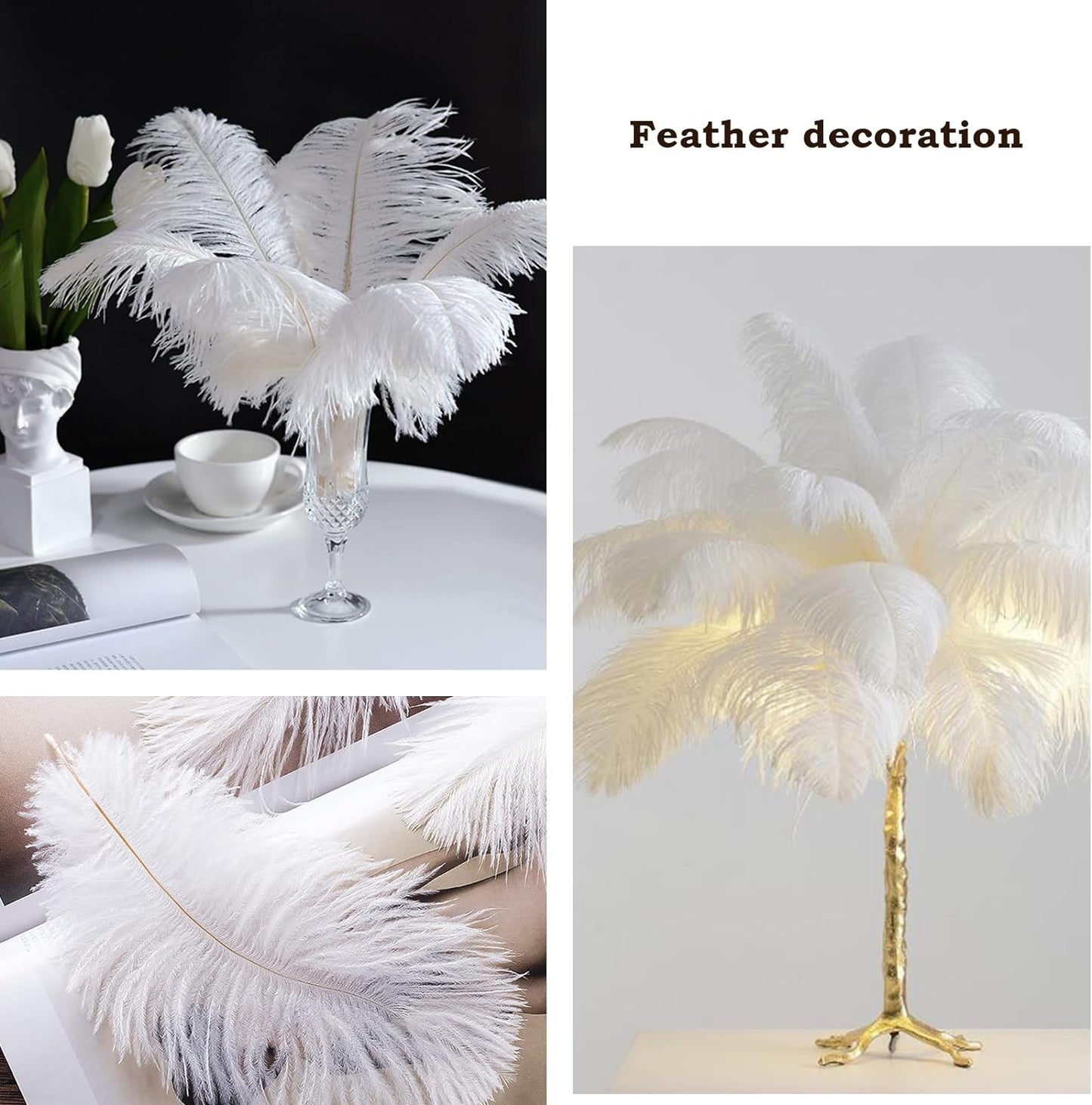 NEWONG 30pcs Mint Green Ostrich Feathers Natural Bulk 8-10in(20-25cm) Vase Craft Wedding Home Party Centerpieces Christmas Day Decoration…