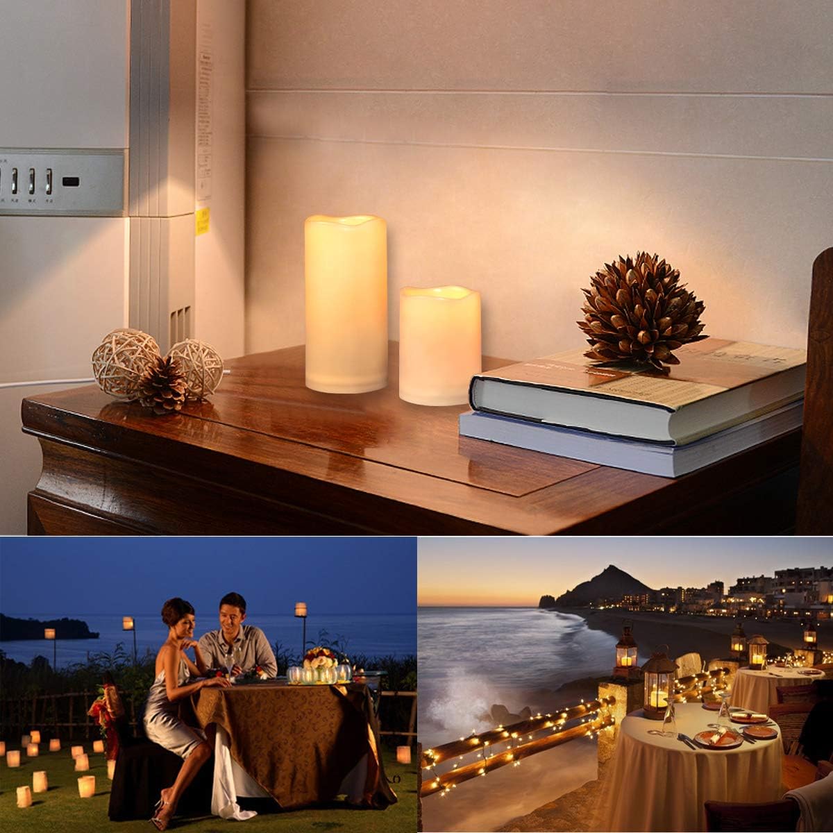 9pcs Flameless Flicking LED Candles with Remote, Battery Operated Candles, Electric Candle for Dining Tables and Fireplaces