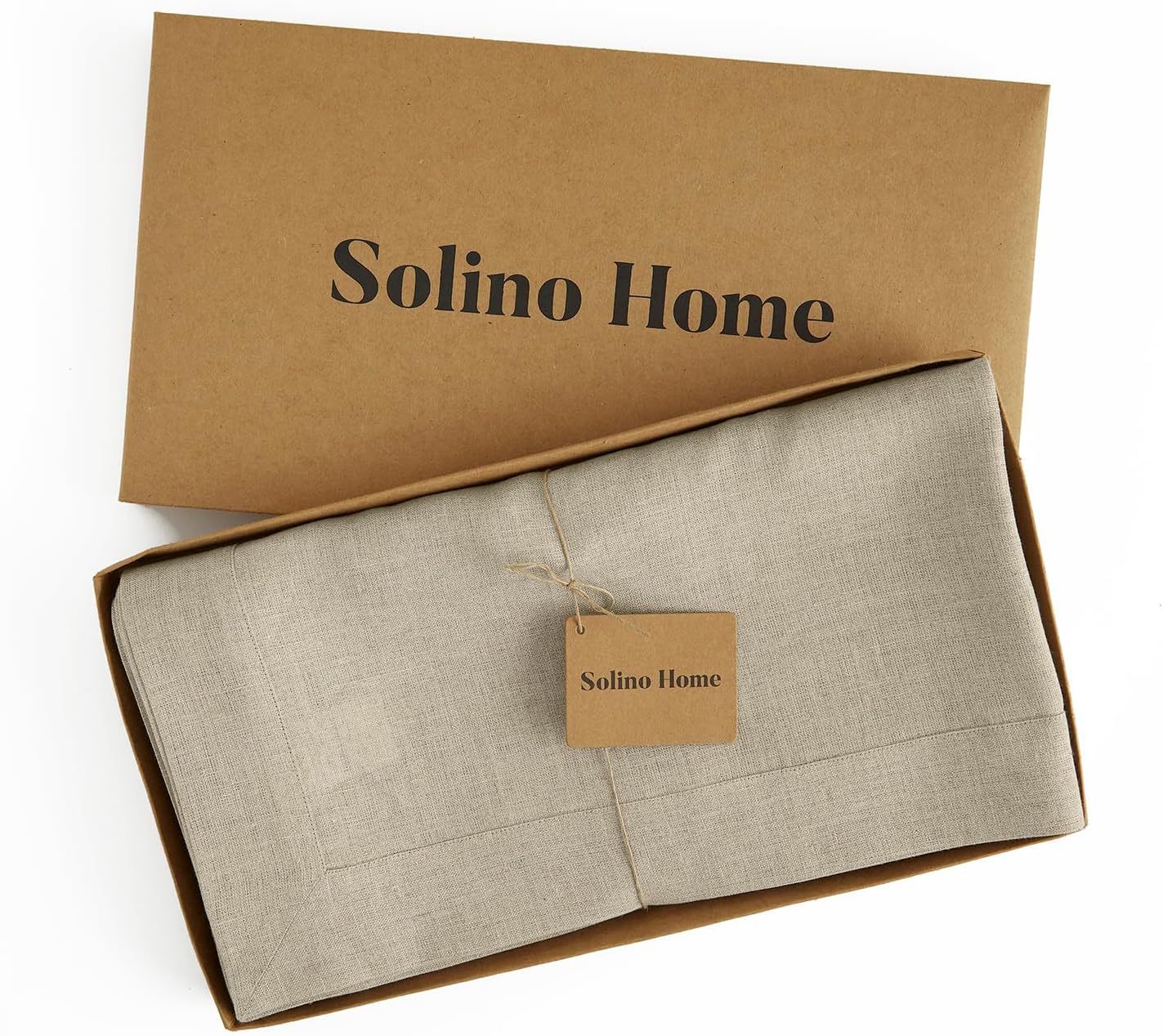 Solino Home Linen Natural Tablecloth 60 x 102 Inch - 100% Pure Linen Rectangular Tablecloth - Machine Washable Table Cloth for Fall, Autumn, Thanksgiving, Christmas, Holiday - Fete