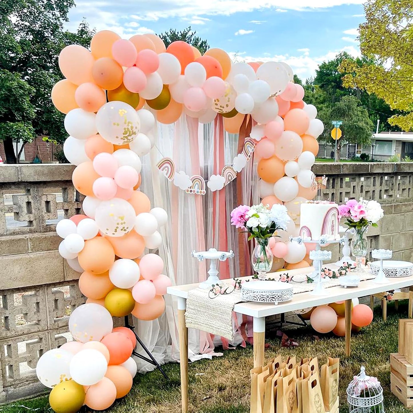 KICNIC Balloon Arch Strip Kit for Garland, 32.8 Feet Balloon Tape Strips and 200 Glue Point Dot Stickers for Party Wedding Birthday Baby Shower Graduation Decorations
