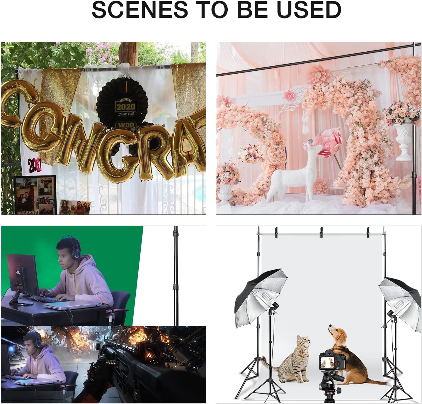 Yesker 8.5X10ft Background Stand Backdrop Support System Kit Photo Video Studio Adjustable Backdrop Stand for Photoshoot Photography Parties Wedding with Carrying Bag