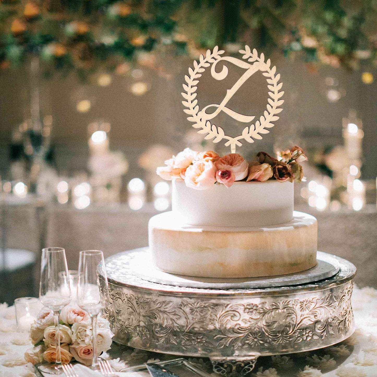 LINGTEER Personalized Inital Letter Z Wooden Cake Topper Perfect for Birthday Rustic Wedding Anniversary Keepsake Party Decoration