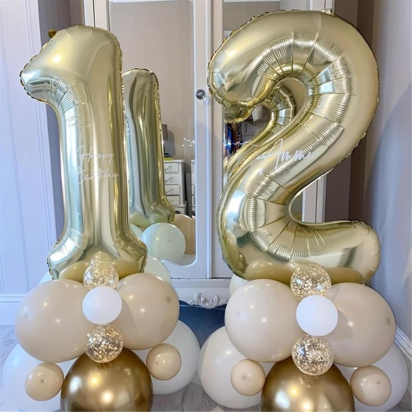 40 Inch Number 2 light gold Large Numbers Balloon 0-9 Birthday Party Decorations,Foil Mylar Big Number Balloon Digital 2 for Birthday Party Supplies Wedding Decorations(Number 2)