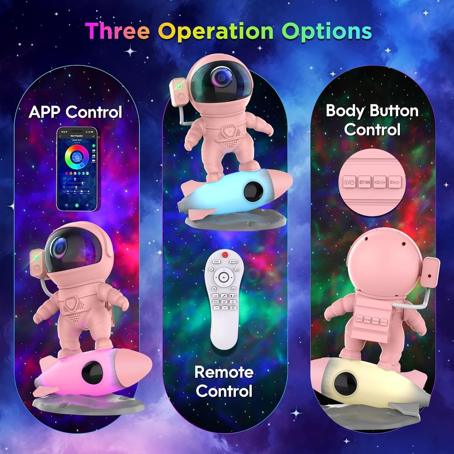 Astronaut Galaxy Projector for Bedroom, Star Projector Galaxy Light with App & Remote Control, White Noises, Bluetooth Speaker, Rocket Night Light for Kids, Ceiling, Gifts, Room Decor
