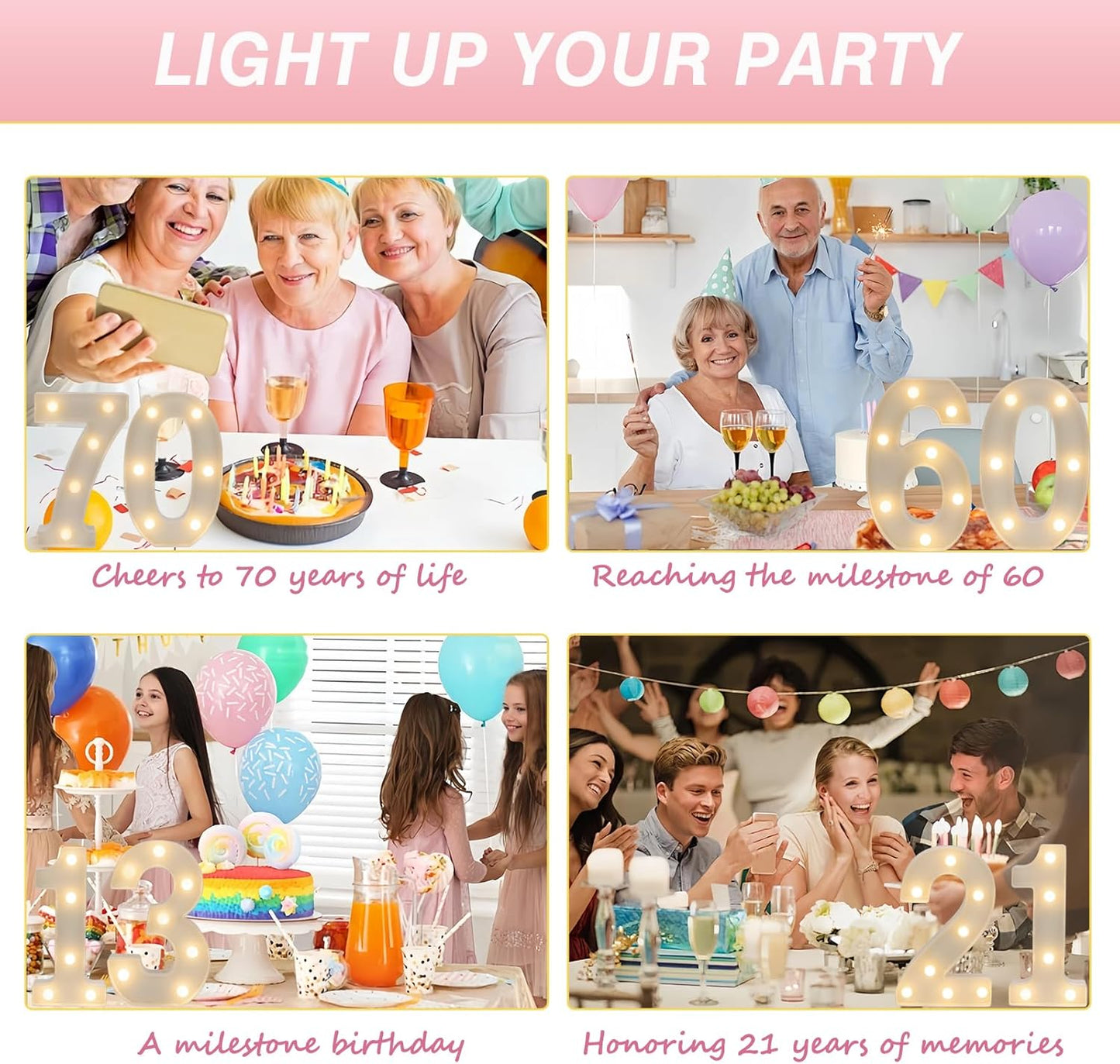 LED Marquee Letter Lights, Decorative Light Up Numbers for 16th Birthday Party, Battery Operated, Warm White Small Marquee 16 Sign for Anniversary Decorations