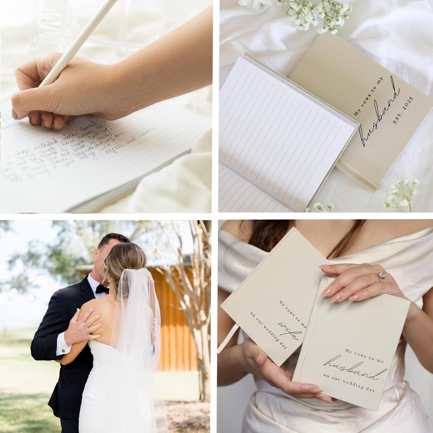 Wedding Vow Books His and Hers - 2 Pack Personalized 2025 Year His & Hers Book - Linen Hardcover Bride and Groom Notebook for Ceremony Vows - Bookmark & Lined Pages - Renewal & Wedding Must Haves