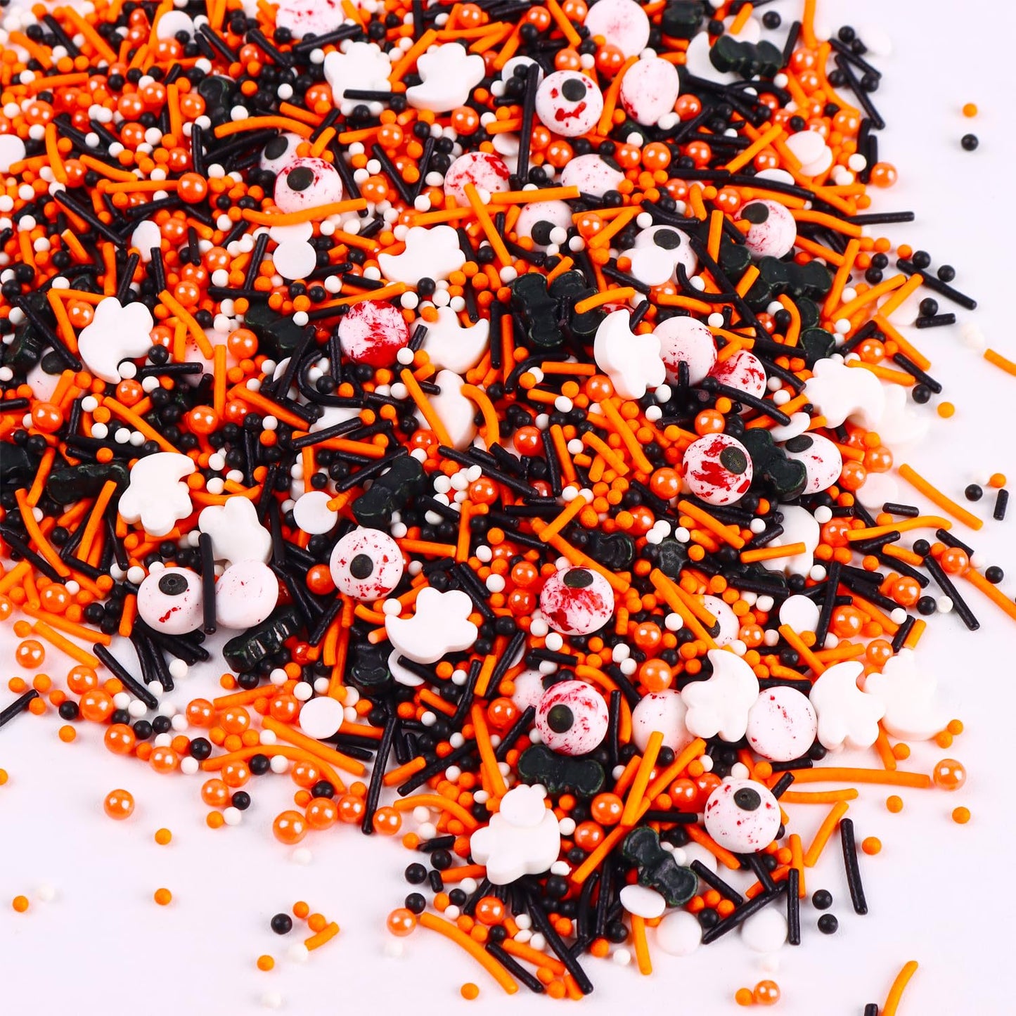 Halloween Sprinkles for Cake Decorating 7ounce Edible Bloody Candy Eyeball for Party, Ghosts Bats Sugar Pearl Sprinkles for Cupcake Toppers, Cookie, Ice Cream Decorations Celebrations