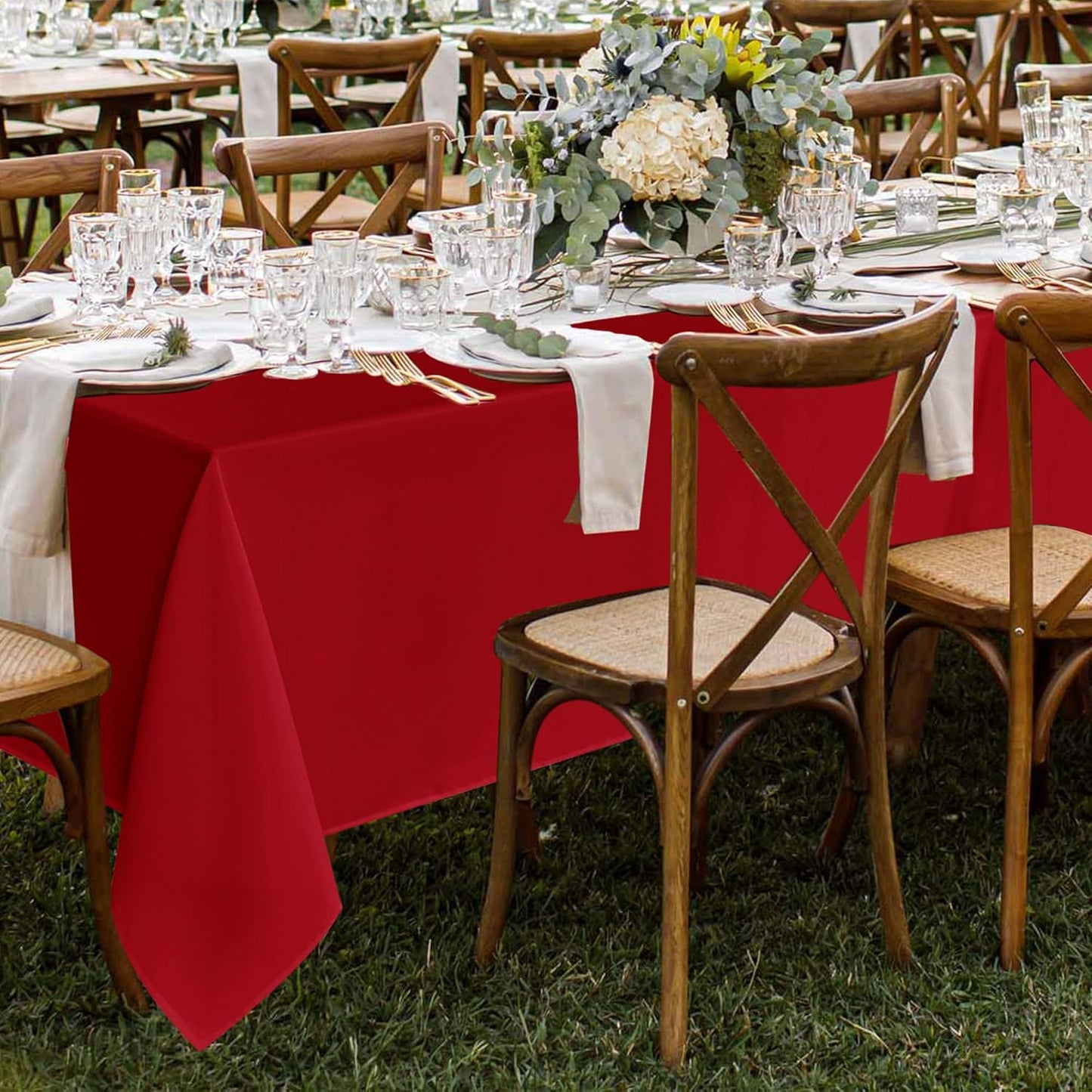 Fitable 8 Pack Rectangle Tablecloths: Stain Resistant Wrinkle Free Table Clothes, Washable Reusable Polyester Table Covers for Wedding Christmas Party Birthday Banquet Reception(Red, 60x102 Inch)