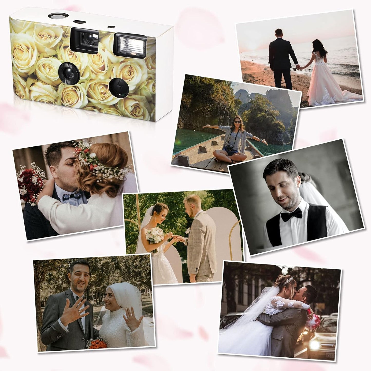 3 Packs Disposable Camera for Wedding 34mm One Time Use Camera Single Use Film Camera with Flash for Wedding, Anniversary, Travel, Camp, Party Supply