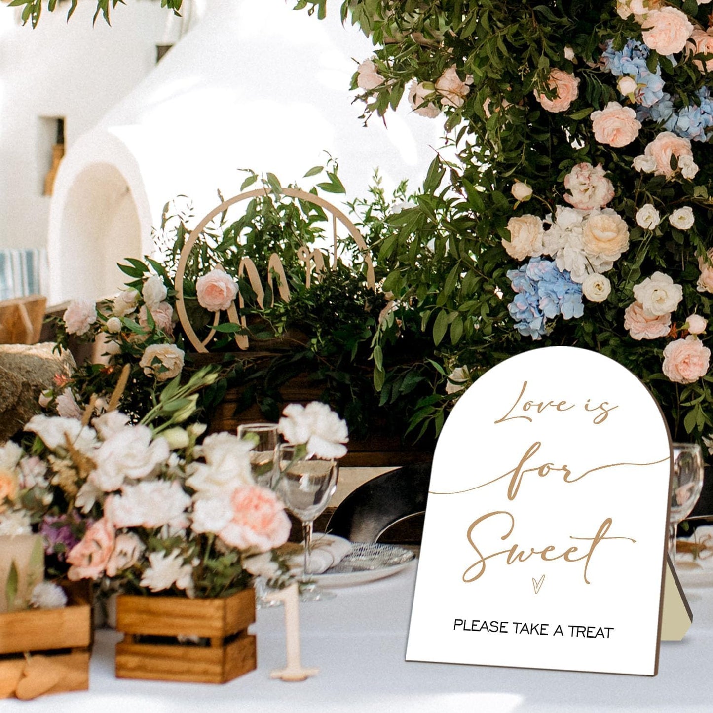 Bridal Shower Decor Supplies, Love is Sweet Please Take A Treat Sign, Love is Sweet Wooden Sign with Stand, Wedding Sign Bridal Shower Favors for Guests, Bridal Shower Party Supplies 9 * 11IN