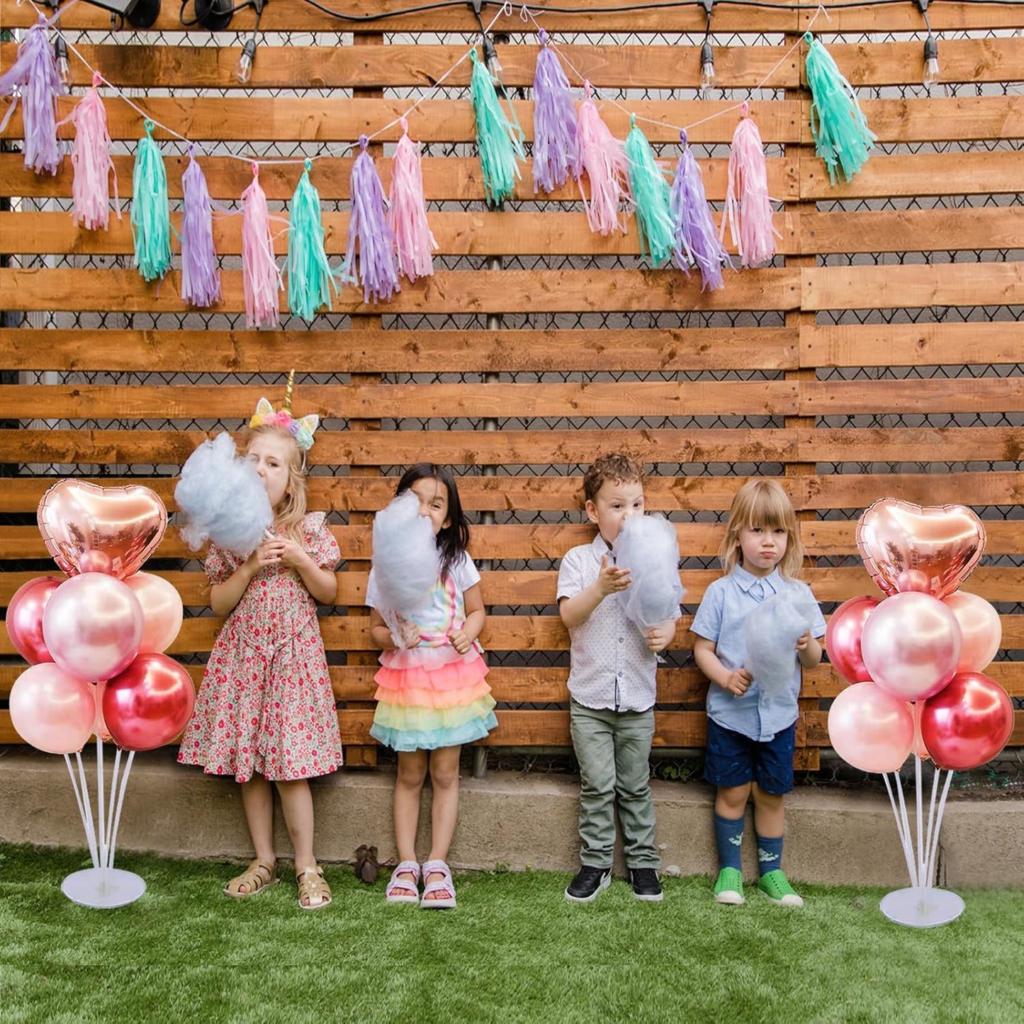 5 Set Balloon Stand Kit - Balloon Sticks With Base for Table Balloon Centerpiece Decorations for Birthday Graduation Gender Reveal Baby Shower Party Decorations