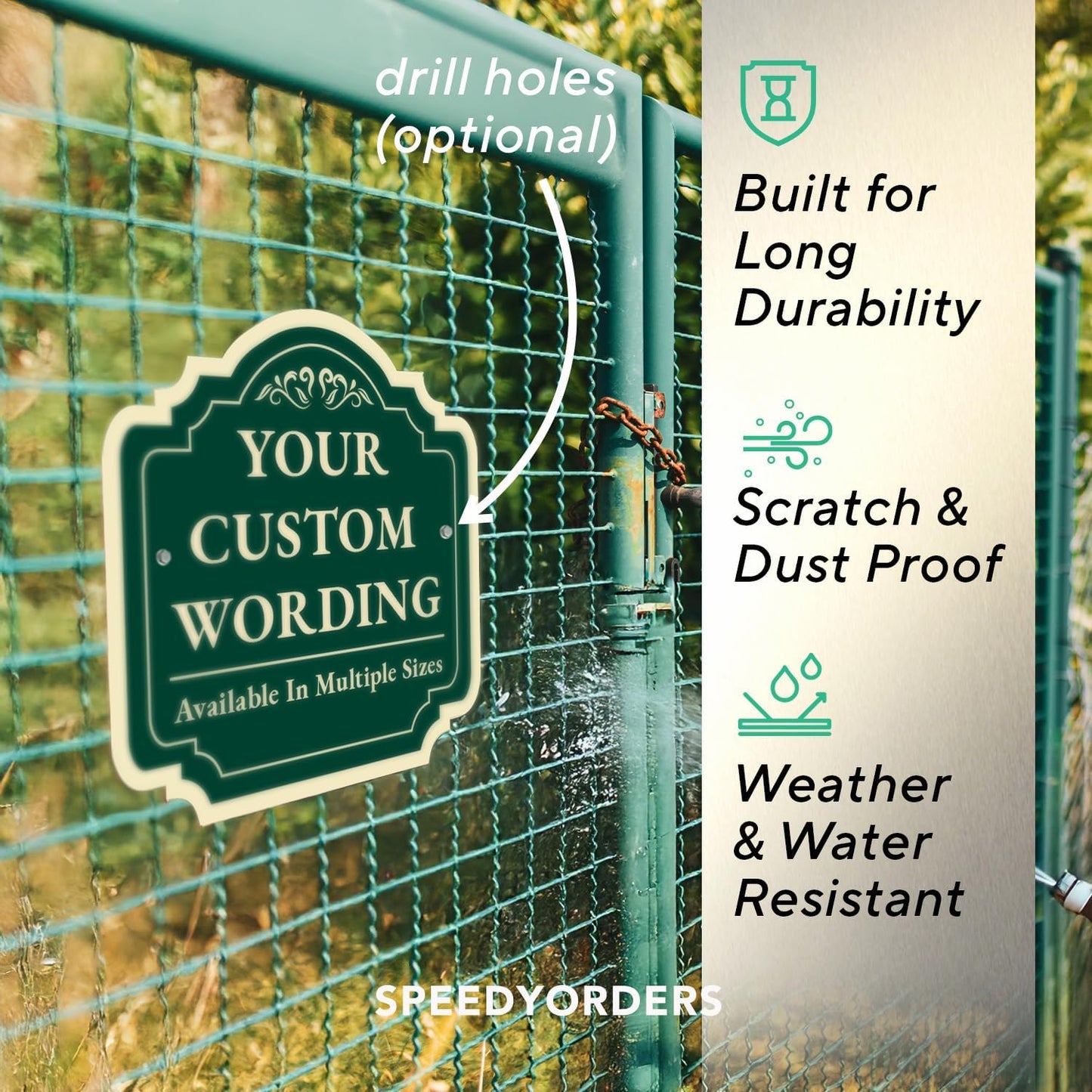 Custom Decorative Outdoor Metal Sign - Personalized Aluminum Driveway Sign, Waterproof, Made in USA - Design 2 Forest Green 12x12 In