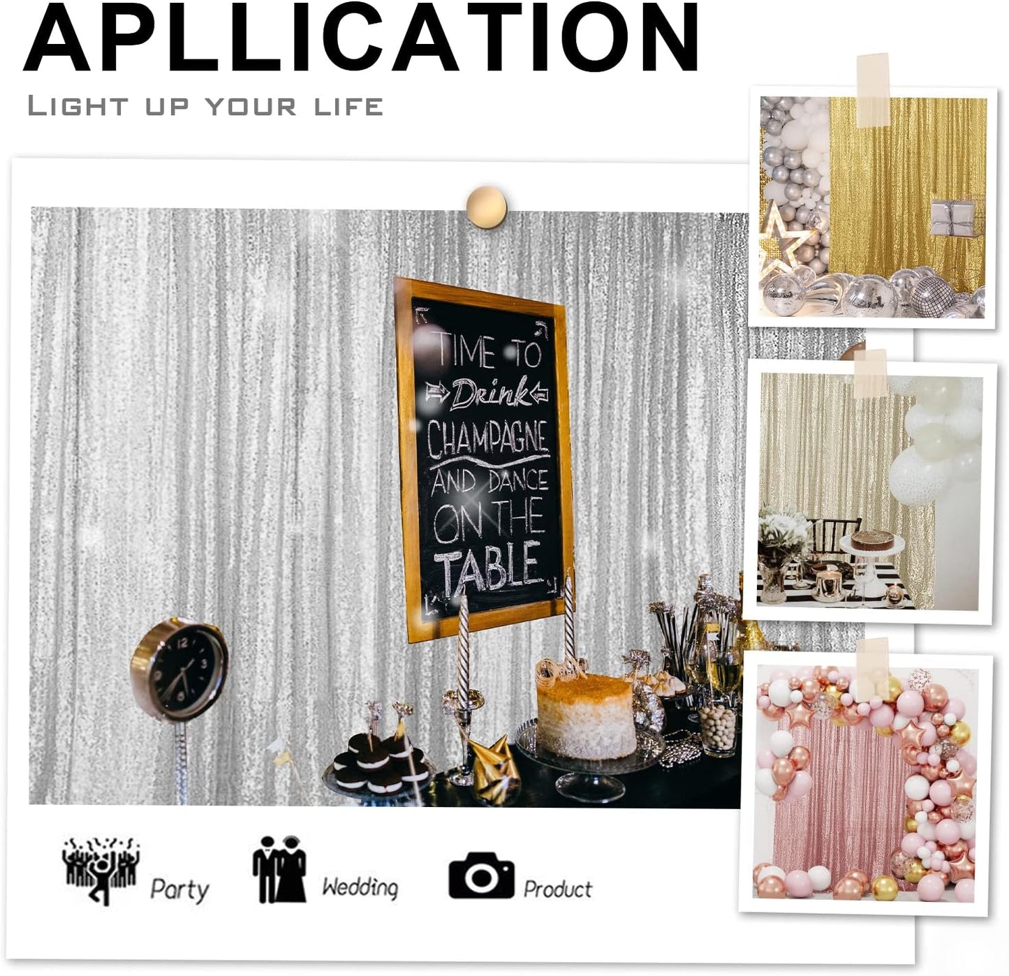 Hahuho Rose Gold Sequin Backdrop Curtain, 2PCS 2FTx8FT Glitter Backdrop Curtain for Parties, Christmas, Wedding, Party Decoration(2 Panels, 2FT x 8FT, Rose Gold