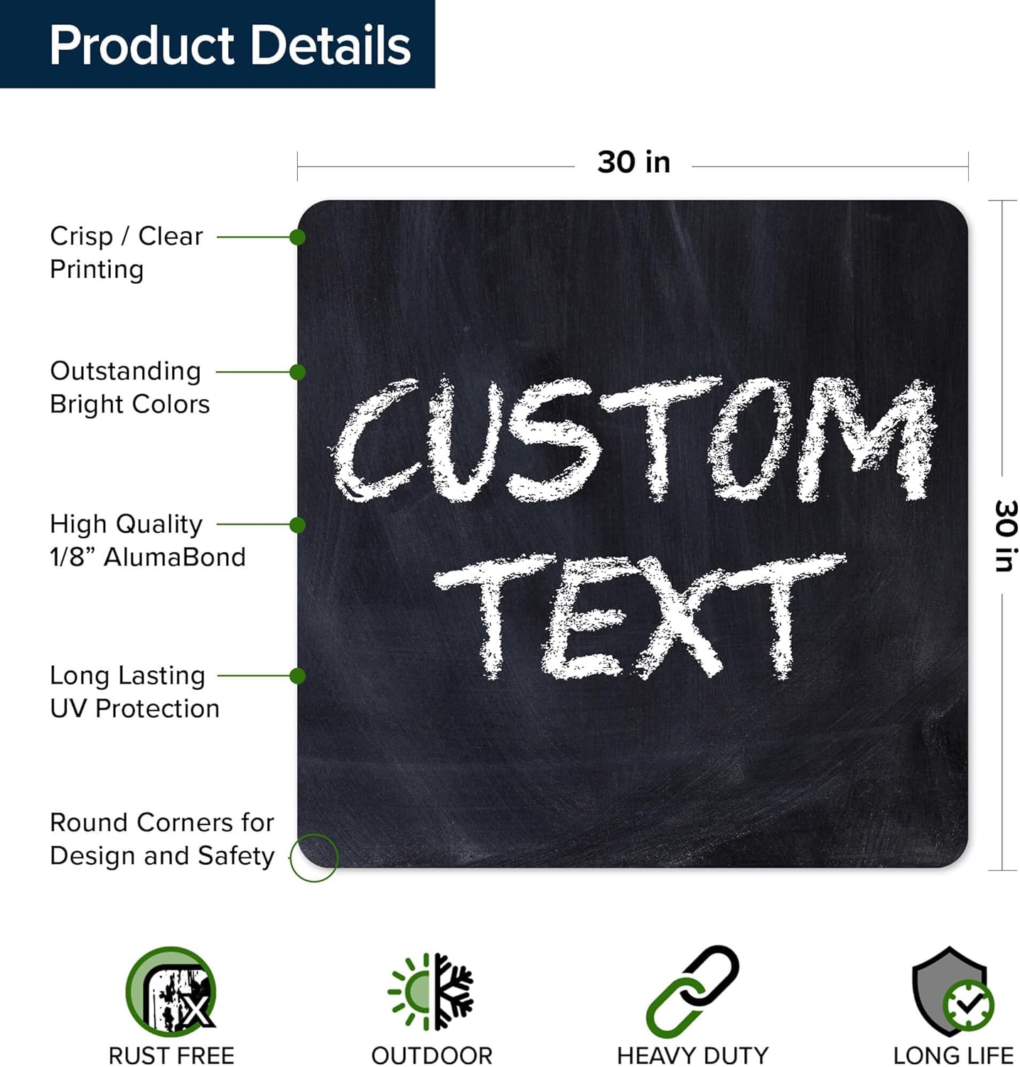 Custom Sign, Custom Street Sign, 11 Font Colors, 13 Font Styles, 4 Hole Options, 22 Sizes, 30x30 Inches, Rust Free DiBound, Fade Resistant, Made in USA by My Sign Center (Chalkboard Black)
