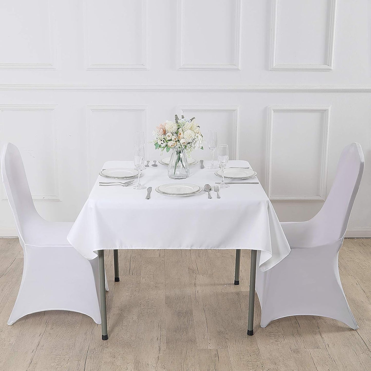 Cupuamon Square Tablecloth 52x52 inch Washable Polyester Fabric Table Cloth for Wedding Party Dining Banquet Decoration(52x52,White)
