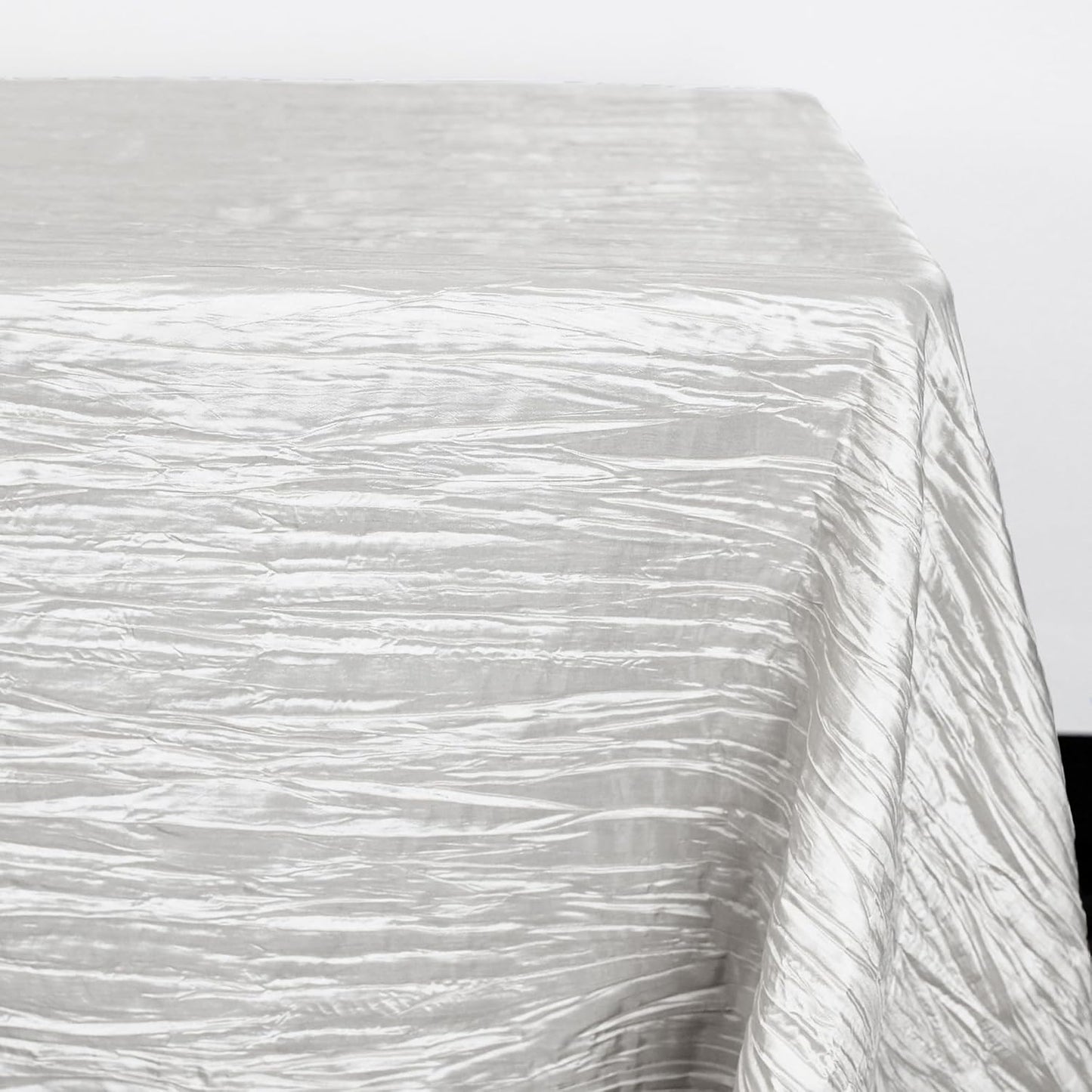 YOUR CHAIR COVERS - 90 x 132 Inch 6ft White Rectangular Crinkle Taffeta Tablecloth – Elegant Table Linen for Rectangular Tables, Weddings & Special Events