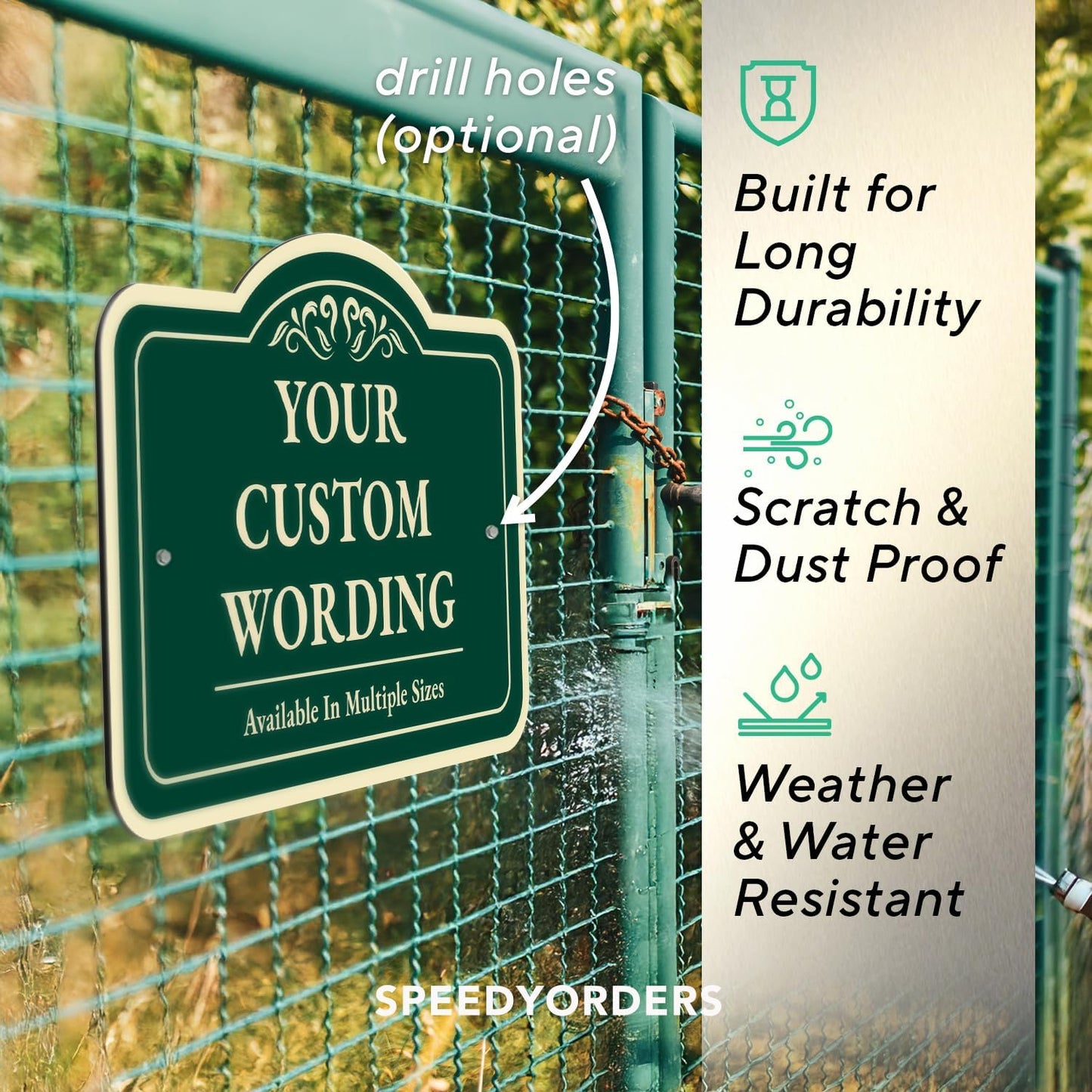 Custom Decorative Outdoor Aluminum Signs, Personalized Driveway Signs, Waterproof USA Made Design 1 Forest Green 14x10 In