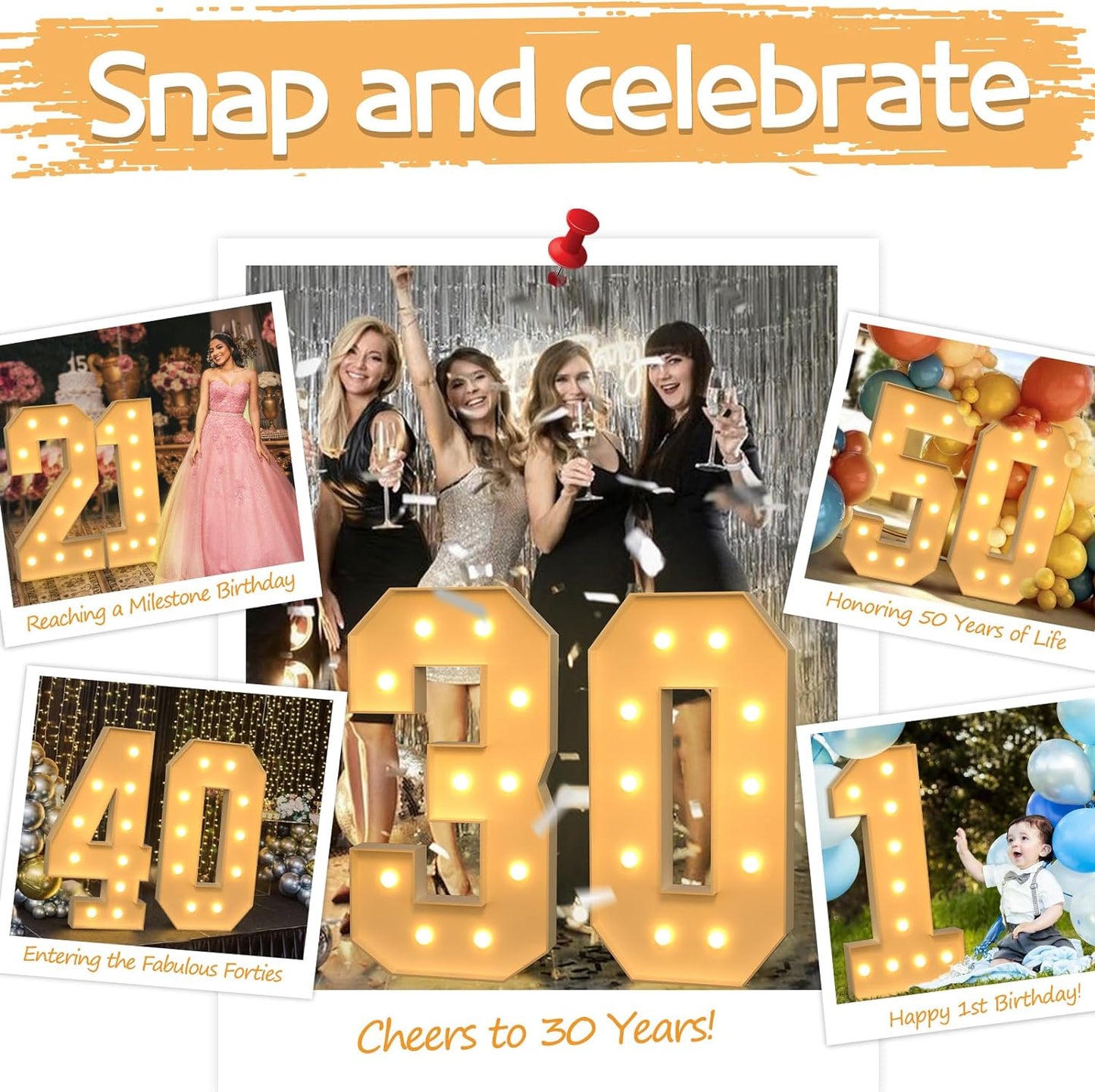 imprsv 4FT Marquee Numbers,DIY Light Up Numbers for 50th Birthday Decorations, Party Party Decorations,Anniversary Party Decor,Mosaic Number for Balloons Number 5,Pre-Cut Foam Board Kit