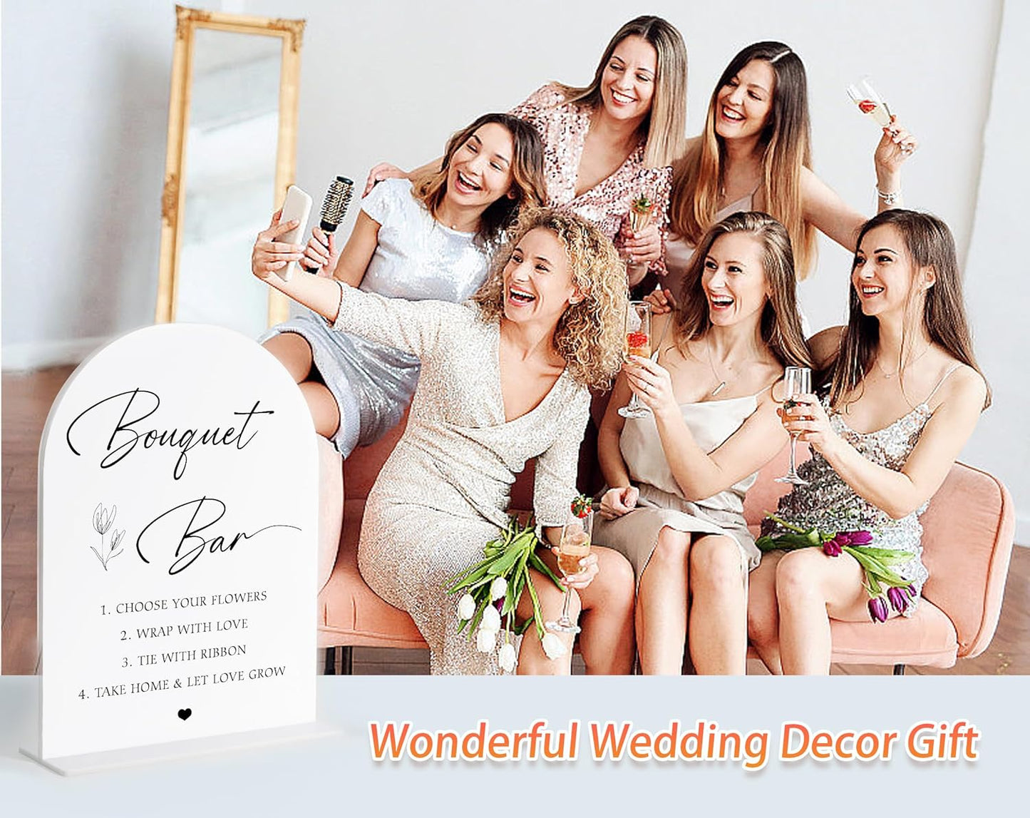 Bouquet bar Sign, White Arch Acrylic Wedding Sign, Flower Bar Supplies, Wedding Reception Decorations, Bridal Shower Decor, Engagement Party Decor, Centerpiece Table Decorations Party-9