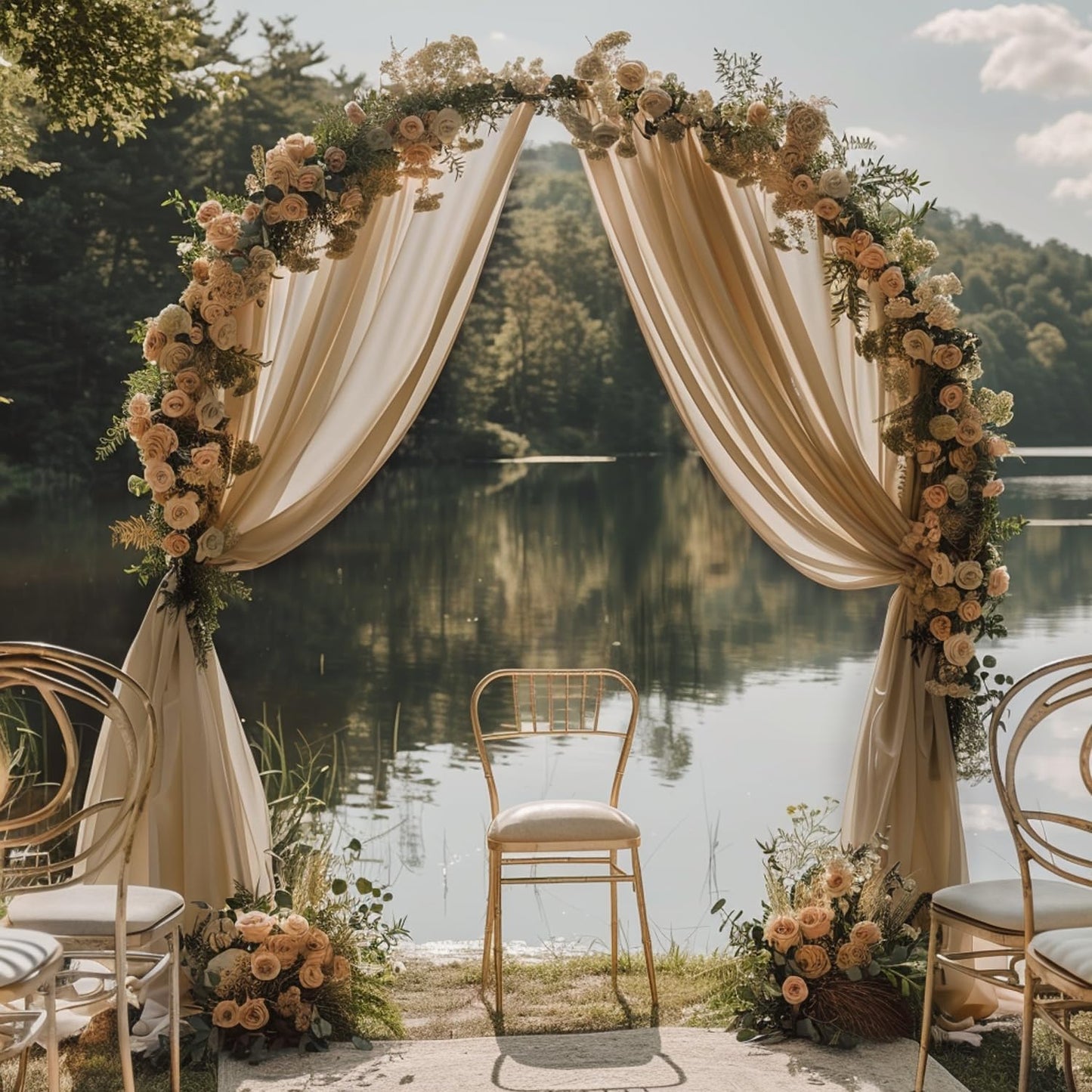 Wokceer Nude 6 Panels 28.7" x 20FT Sheer Fabric Drapes Backdrop Arch Draping Fabric for Wedding Ceremony Birthday Party Bridal Shower Decoration