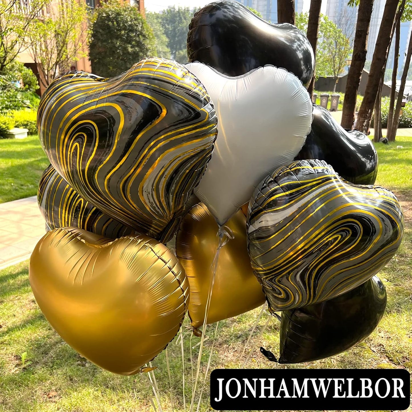 Jonhamwelbor 20Pcs 18 inch White Foil Mylar Heart Shape Balloons Decorations Valentines Birthday Wedding Baby Shower Party