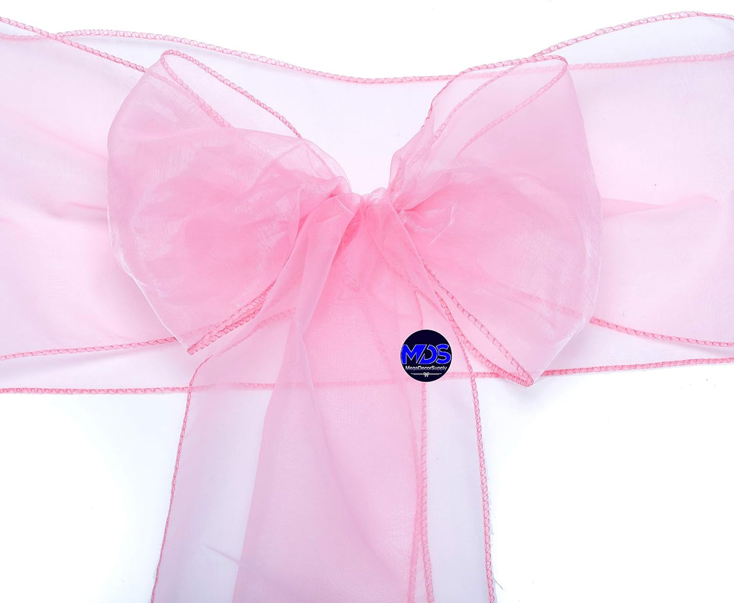 MDS Pack of 125 PCS Organza Chair Sashes Wider Dining Chair Bows Ribbon Tie Back for Wedding Party Birthday Bridal Shower Reception Event Banquet Home Chair Cover Decoration - Blush Pink