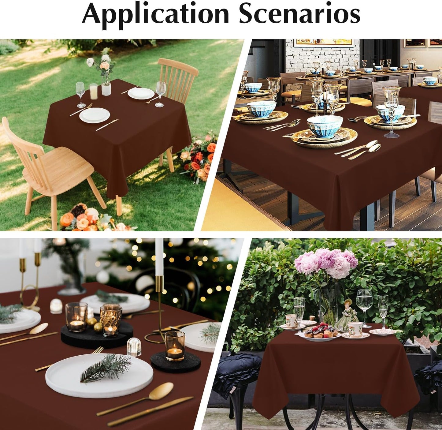 2 Pack Square Table Cloth 70X70 Inch Chocolate Washable Fabric Tablecloth Polyester Solid Dining Table Cover for Birthday Party Dinner Holiday Outdoor Indoor