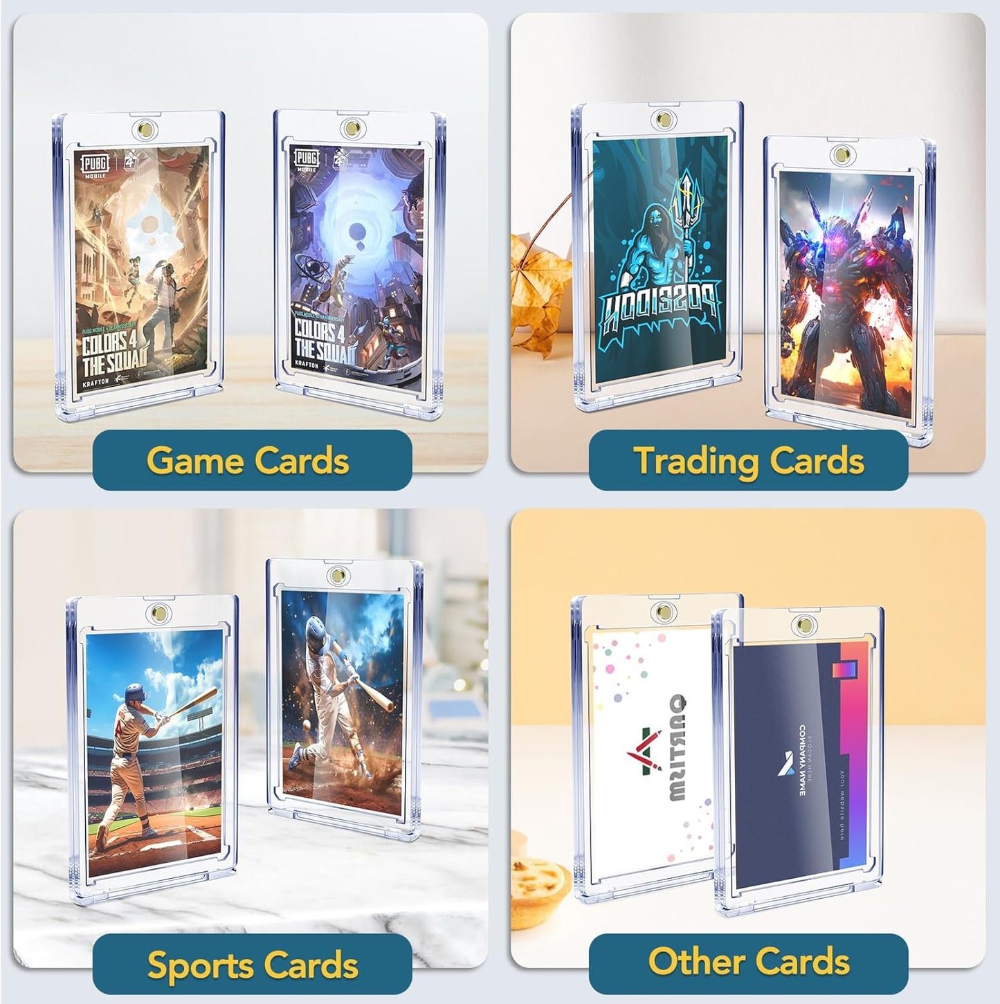60ct Magnetic Card Holders, 35pt One Touch Card Holder, U-V Protection Hard Plastic Case for Trading Cards, Display Case for Sports, Baseball, Football, Game Cards