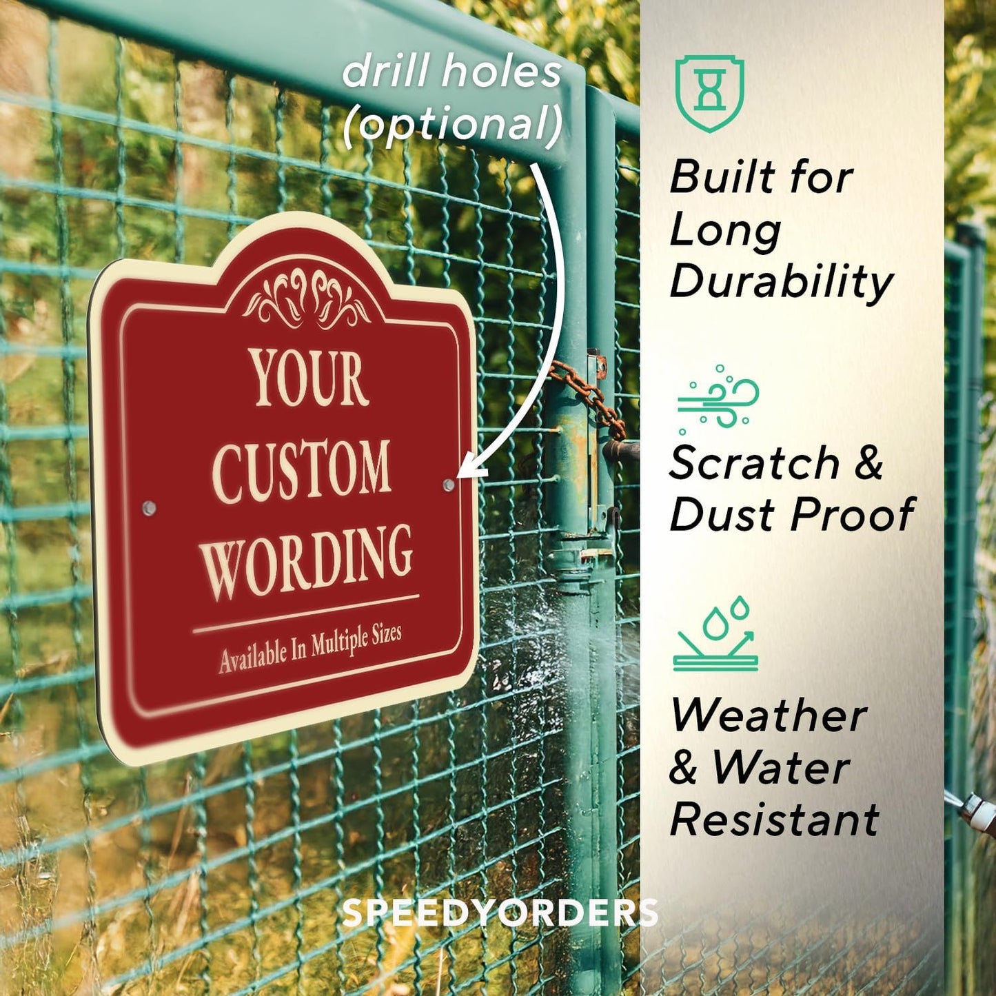 Custom Decorative Outdoor Metal Sign - Personalized Aluminum Driveway Sign, Waterproof, Made In USA - Design 1 Red Brick 12x8 In