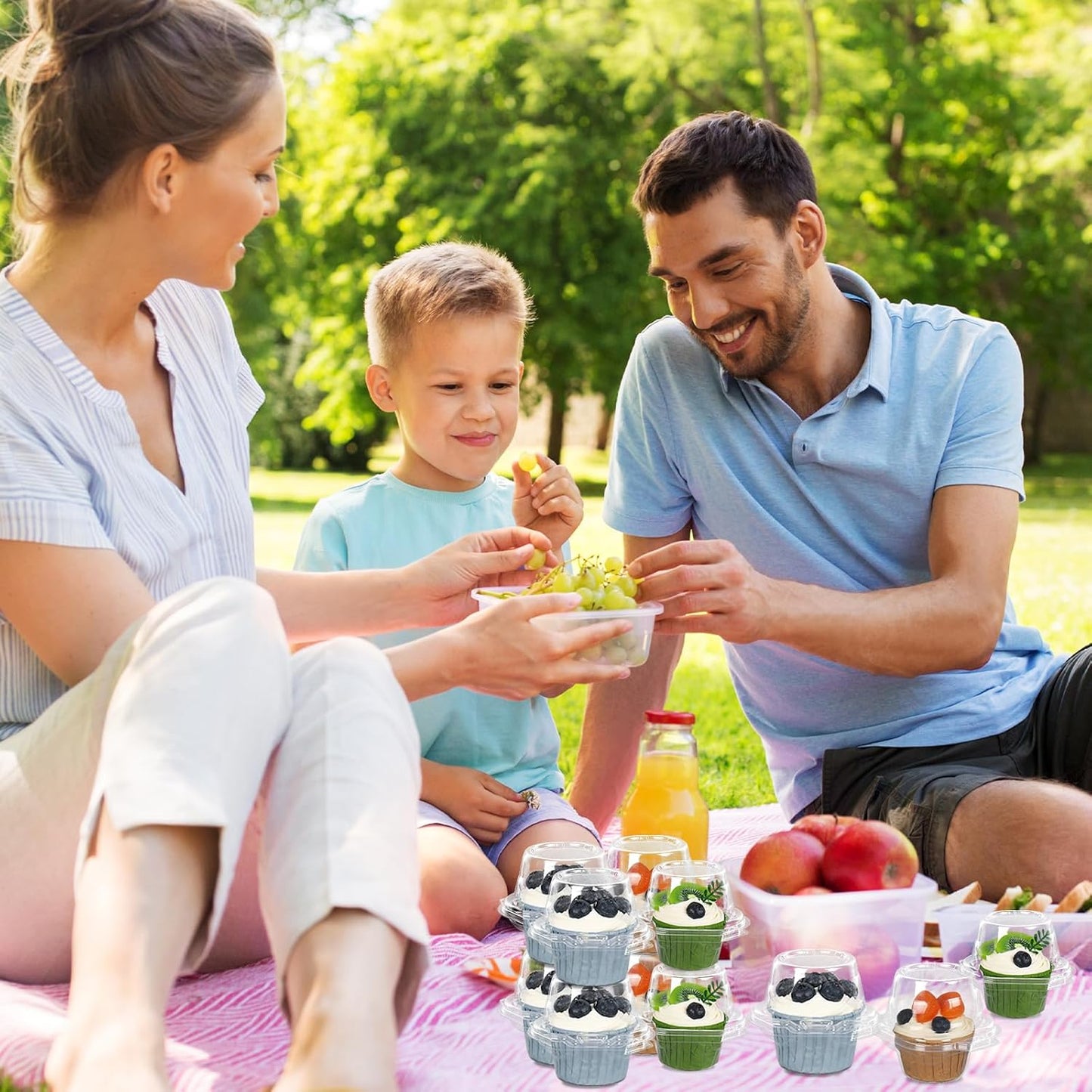 80 Pack Plastic Individual Cupcake Containers Clear Cupcake Boxes Holder Disposable Stackable Deep Dome Mini Cake Carriers for Cake Muffin Packaging