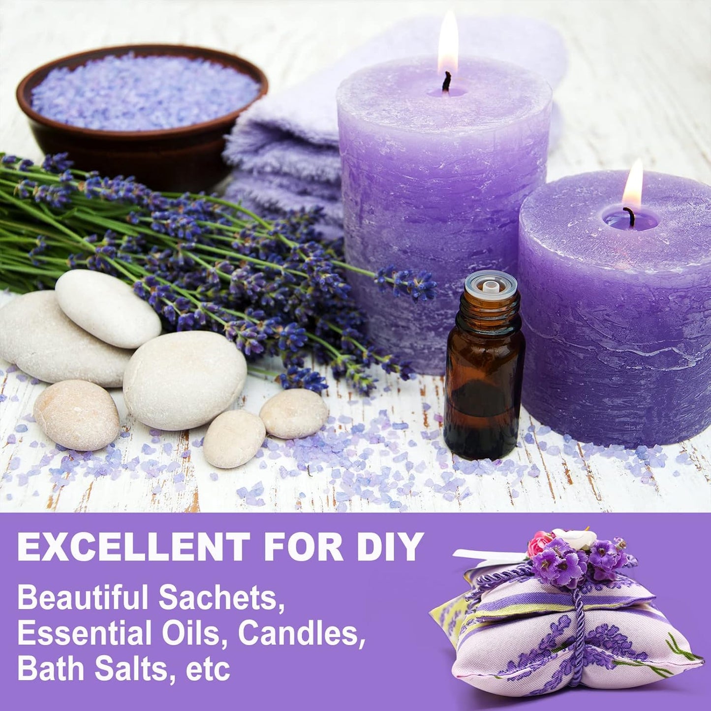 FullChea - Natural Dried Lavender Flowers - 4oz/114g - Premium Food Grade Lavender Buds - Non-GMO - Caffeine-free - Perfect for Tea, Lemonade, Baking, Baths