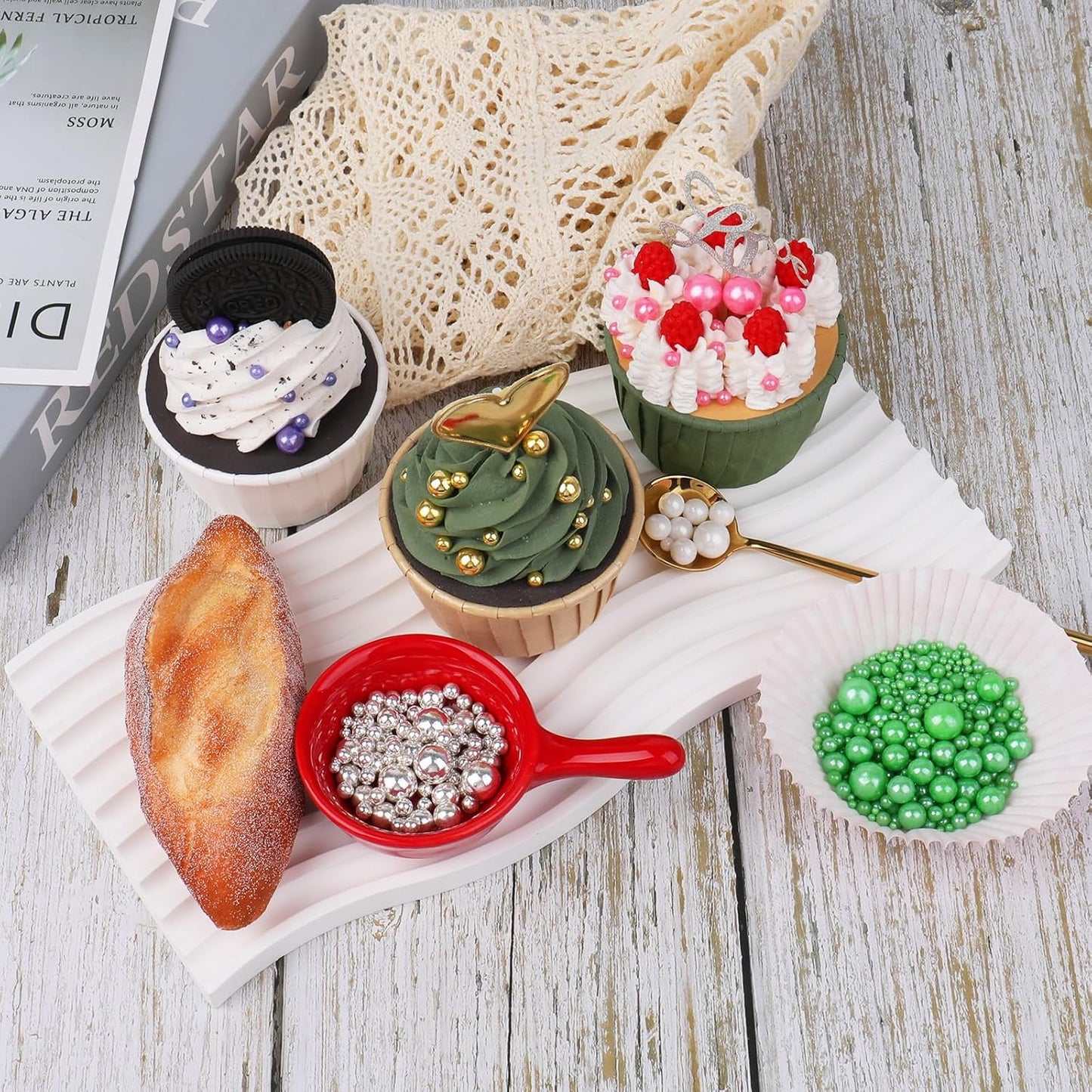 Sprinkles for Cake Decorating, 11Oz 3 Colors Gold Silver White Pearl and Sanding Sugar Sprinkles Mix for Cake Cupcake Ice Cream Donuts Cookie Baking Toppings
