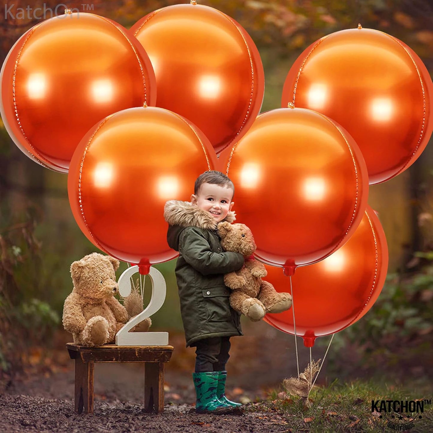KatchOn, Orange Mylar Balloons - Big, 22 Inch, Pack of 6 | 4D Foil Metallic Balloon for Orange Party Decoration | Basketball Party Decorations | Thanksgiving, Fall Decor for Home | Halloween Decor