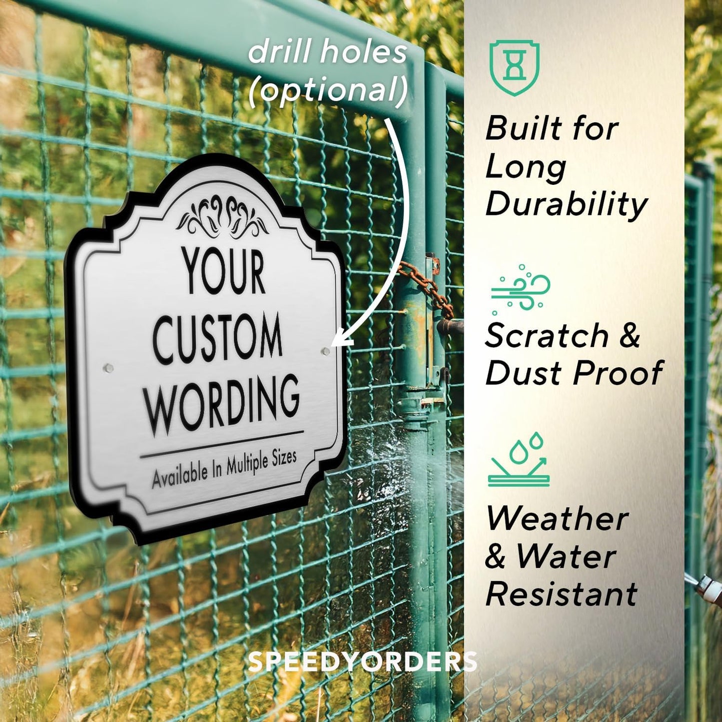 Custom Decorative Outdoor Signs, Personalized Aluminum, Customized Driveway, Waterproof Made in USA, Metallic Silver 42x28 In