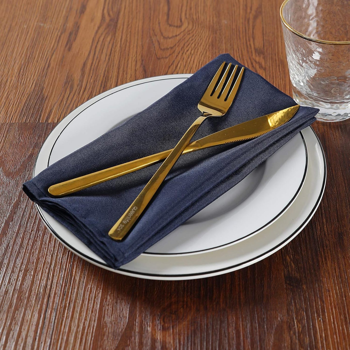 Cloth Napkins 20x20 inch Washable Polyester Dinner Napkins Soft Table Napkins for Wedding Party Dining Banquet(Navy,100PCS)