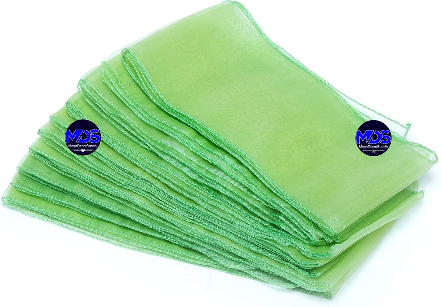 MDS Pack of 50 PCS Organza Chair Sashes Wider Dining Chair Bows Ribbon Tie Back for Wedding Party Birthday Bridal Shower Reception Event Banquet Home Chair Cover Decoration - Apple Green