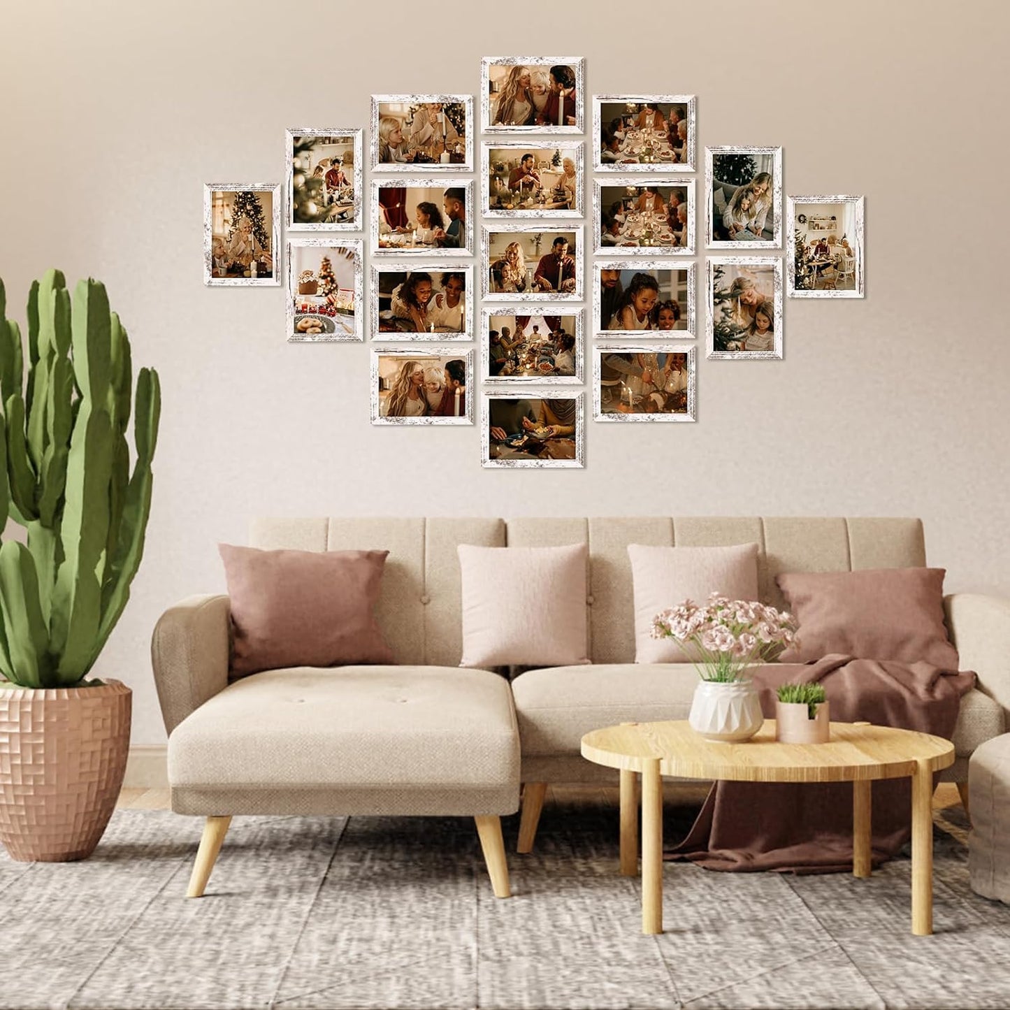 PETAFLOP Wooden Bulk 5x7 Picture Frame Set of 18, White Distressed Photo Frames Fits 5 by 7 for Wall or Tabletop Display