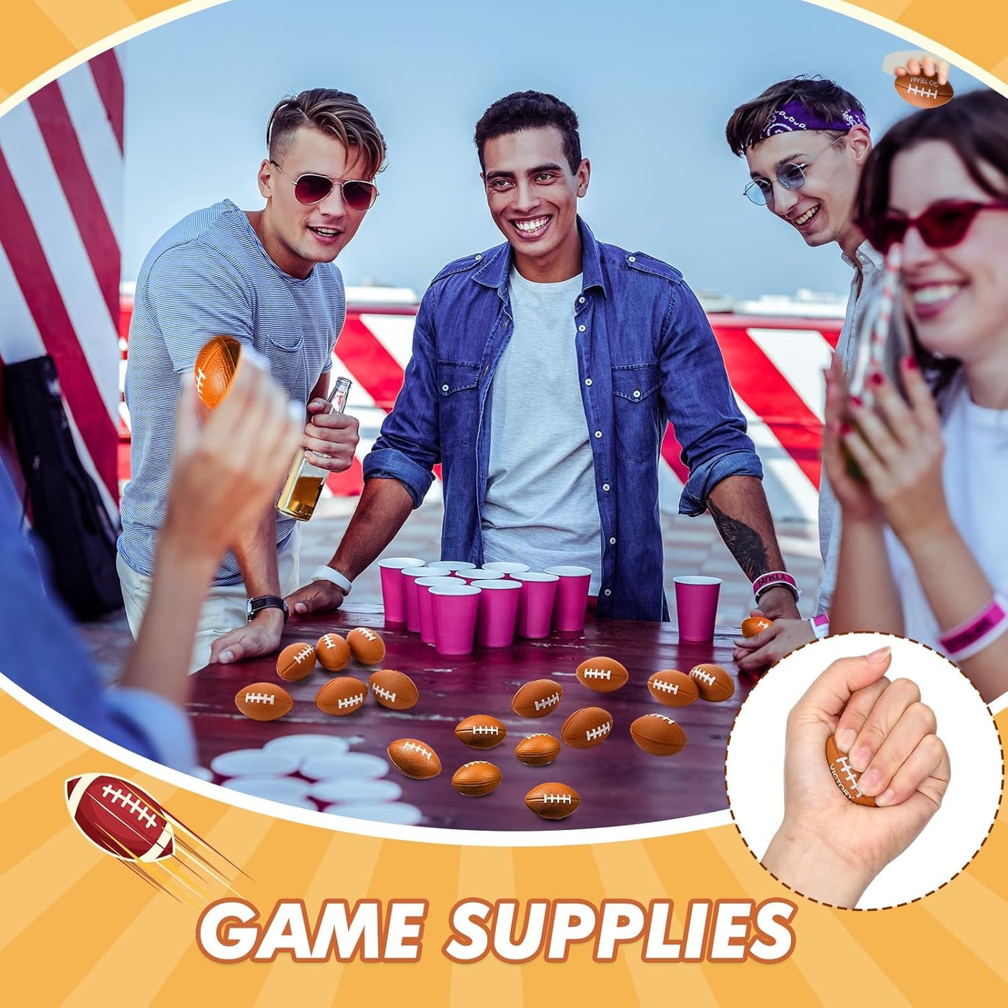 Jerify 250 Pieces Mini Footballs Bulk Tiny Foam Football Sports Stress Balls Brown Mini Novelty Football Toys Small Footballs Crafts for Kids Adult Birthday Sports Party Favors (1.97 x 1.18 Inch)