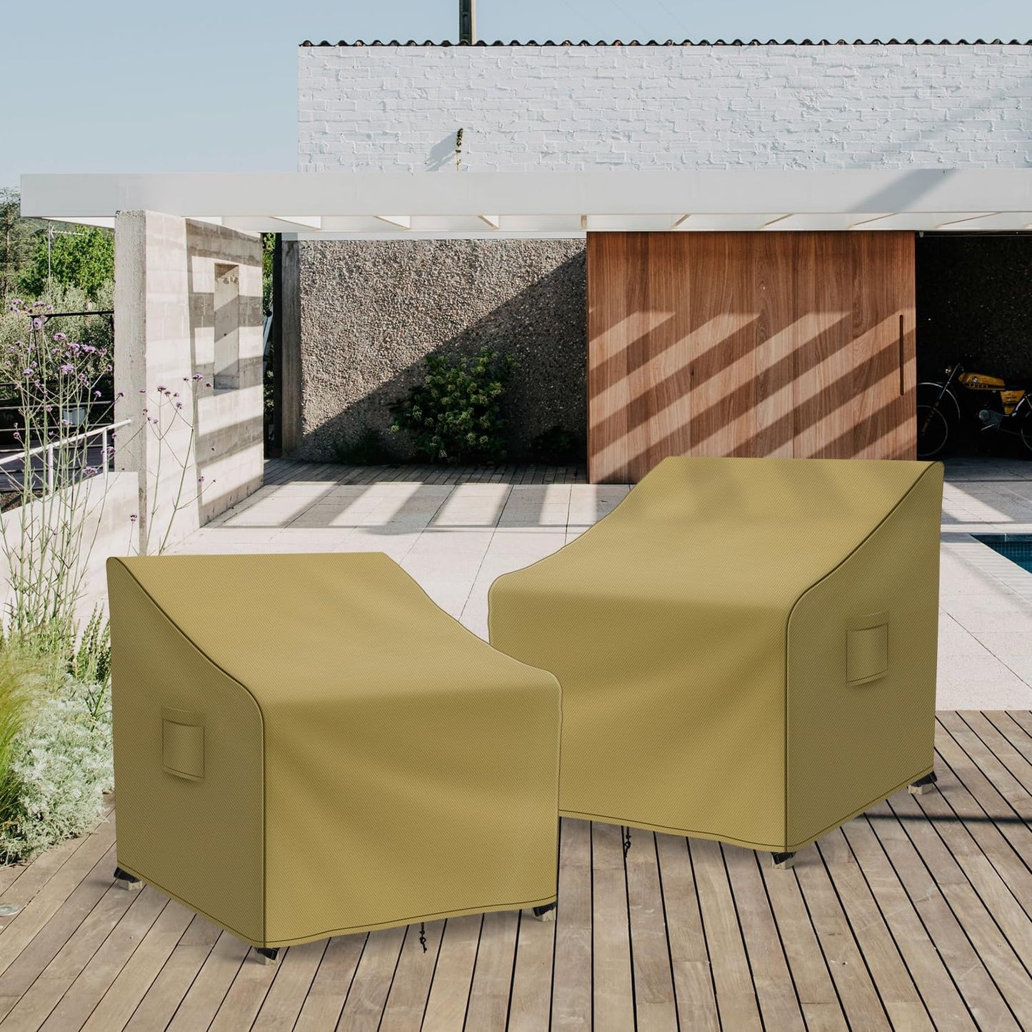 Patio Furniture Covers Waterproof for Chairs, Lawn Outdoor Chair Covers 2 Pack, Patio Chair Covers for Outdoor Furniture Fits up to 36W x 37D x 36H inches, Khaki