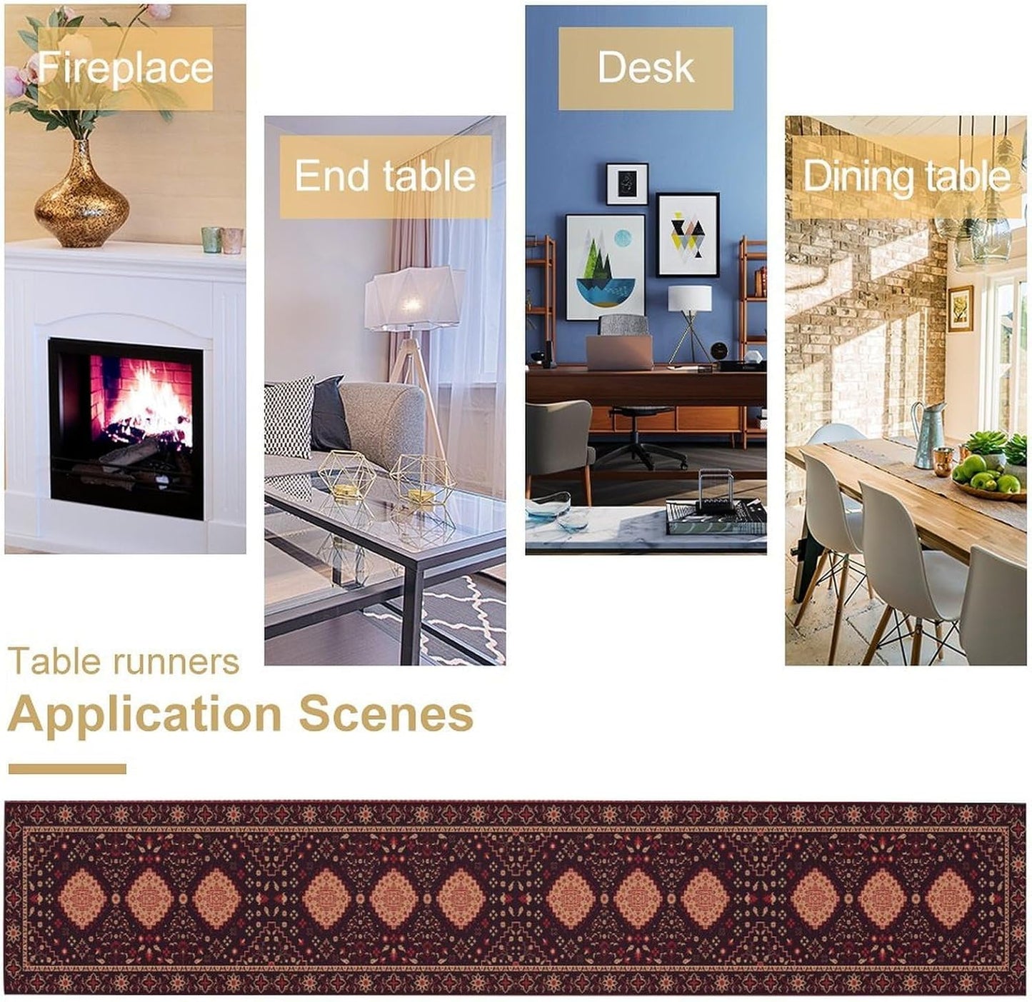 Vintage Boho Aztec Table Runner, Rustic Farmhouse Magical Kitchen Dining Home Party Table Decor 13x36in