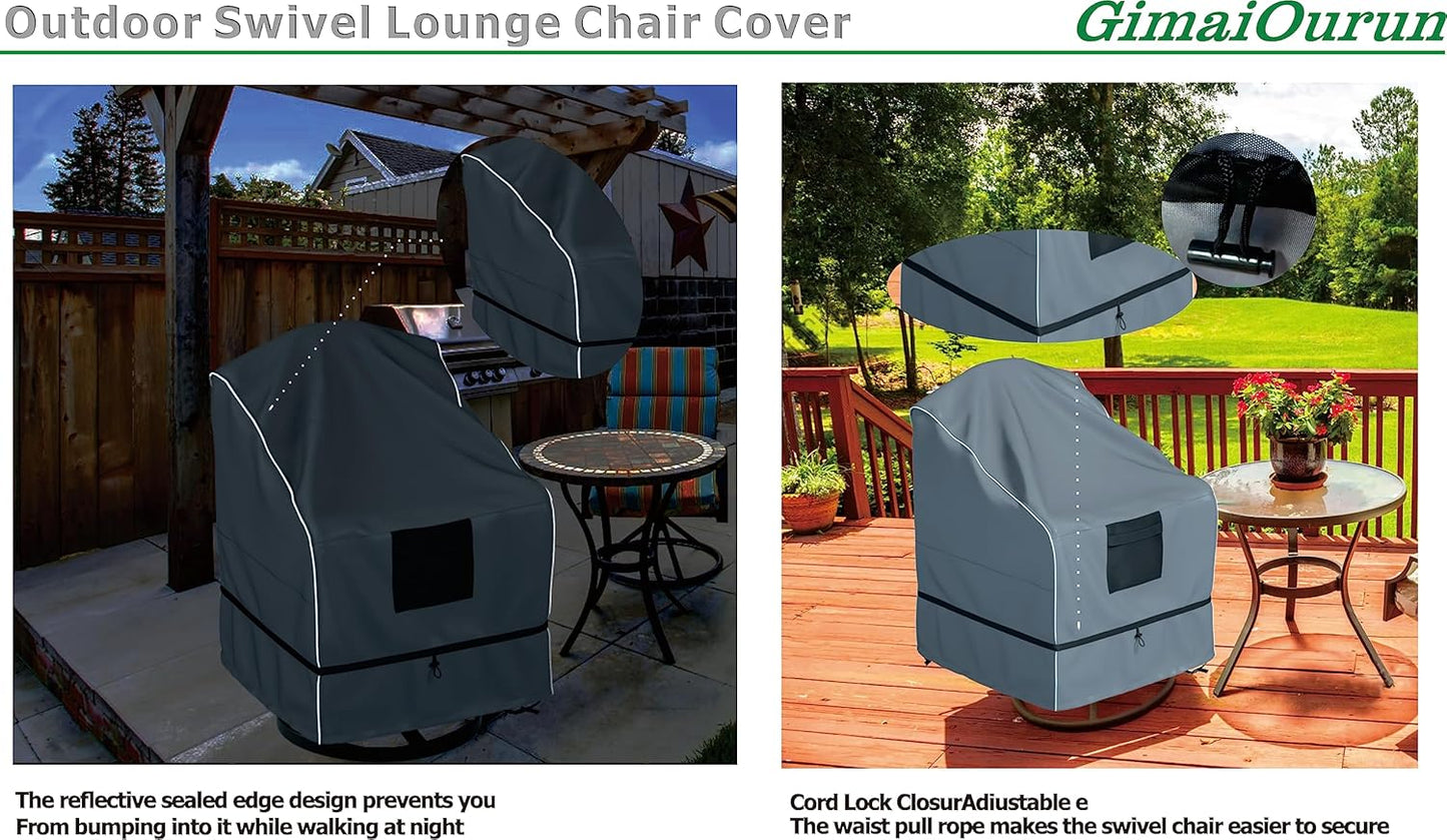 Outdoor Swivel Lounge Chair Cover 4 Pack, Waterproof Heavy Duty, (29 W x 31 D x 38.5 H inches), Gray