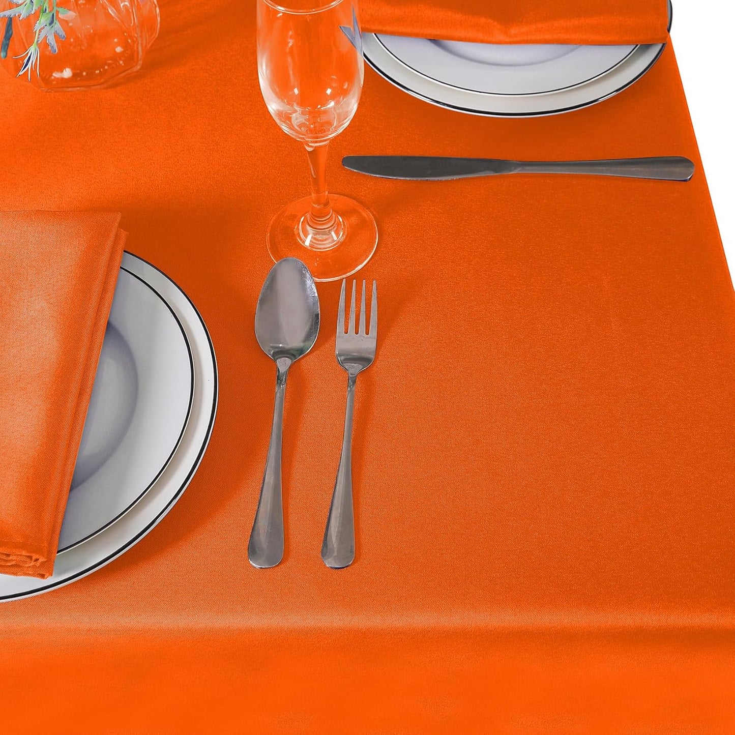 132 inch Round Tablecloth Washable Polyester Table Cloth Decorative Table Cover for Wedding Party Dining Banquet(132 inch,Orange)