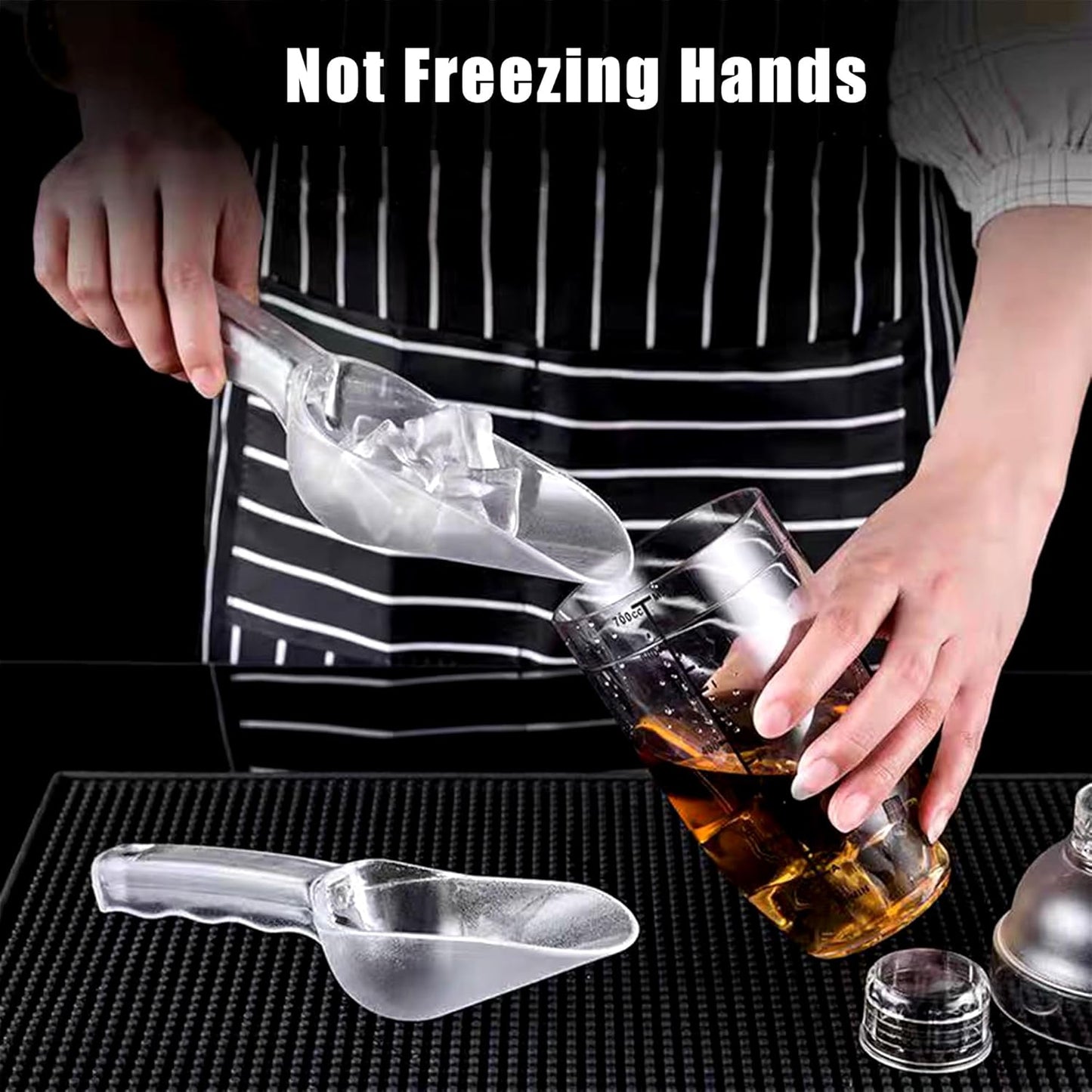 3PCS Clear Plastic Ice Scoop, 12 ounces Alec Ice Scoop, Kitchen Scoop for Ice Bucket Ice, Popcorn, Coffee Beans, Flour (12 oz.)