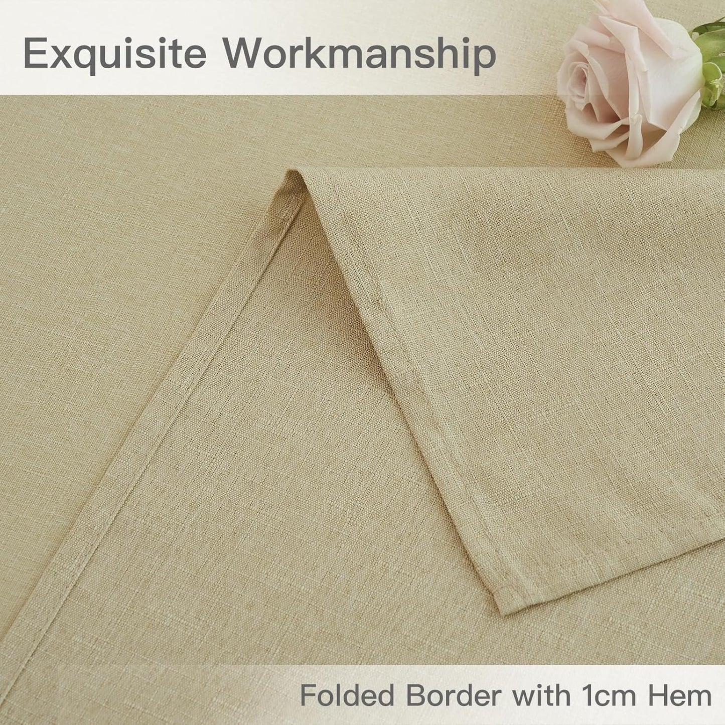 maxmill Rectangular Tablecloth Linen Texture Stain Proof Waterproof Wrinkle Free Spillproof Washable Slubby Texture Table Cloth Farmhouse Tablecloths for Dining Party Holiday, 60 x 140 Inch, Beige