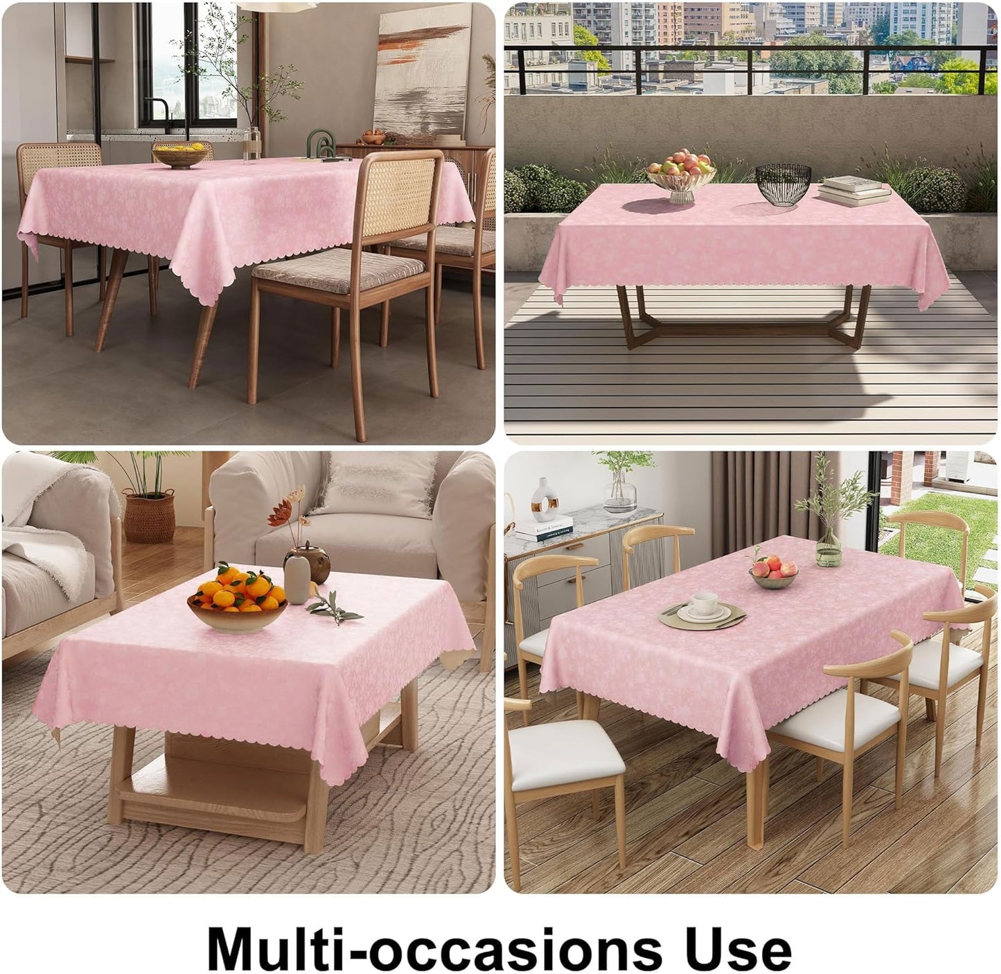 Smiry Rectangle Table Cloth, Waterproof Heavy Duty Vinyl Tablecloths, Wipeable Washable Table Cover for Kitchen and Dining Room (Pink, 52" X 70")