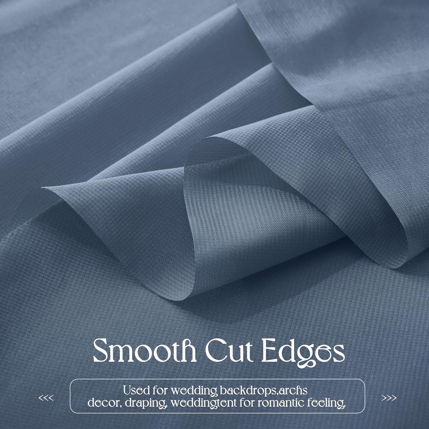 VACVELT Wedding Arch Draping Fabric Dusty Blue Chiffon, 2 Panels Sheer Drapes 30 Inch x 20ft Chiffon Backdrop Curtain Wedding Decor, Outdoor Sheer Drapery for Ceremony Party Ceiling