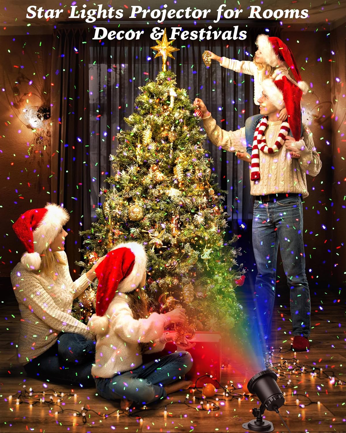 Christmas Laser Lights Projector Outdoor, AIRIVO 3 Color Motion Firefly Lights Projector, Moving Red, Green and Blue Star Light Waterproof with Remote Control for Garden,Home, Landscape