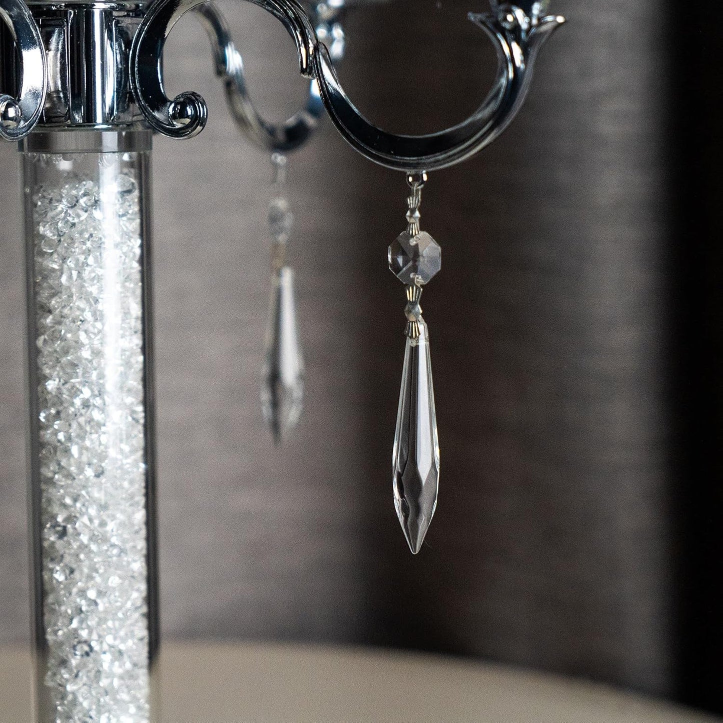 HDCRYSTALGIFTS 20Pcs Chandelier Icicle Crystal Prisms with Bead Crystals Lighting Lamp Replacement Parts (63mm, Clear)