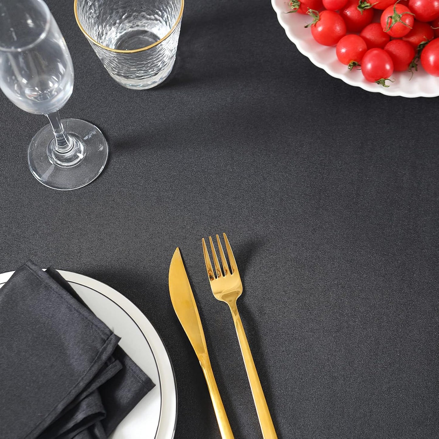 Rectangle Tablecloth 60x84 inch Washable Polyester Fabric Table Cloth for Wedding Party Dining Banquet Decoration(60x84, Black)